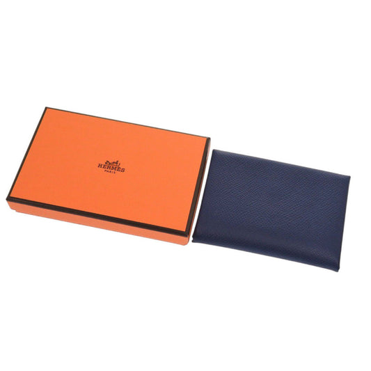 HERMES Card Case Epsom Blue Safir Calvi Duo Verso Women  d