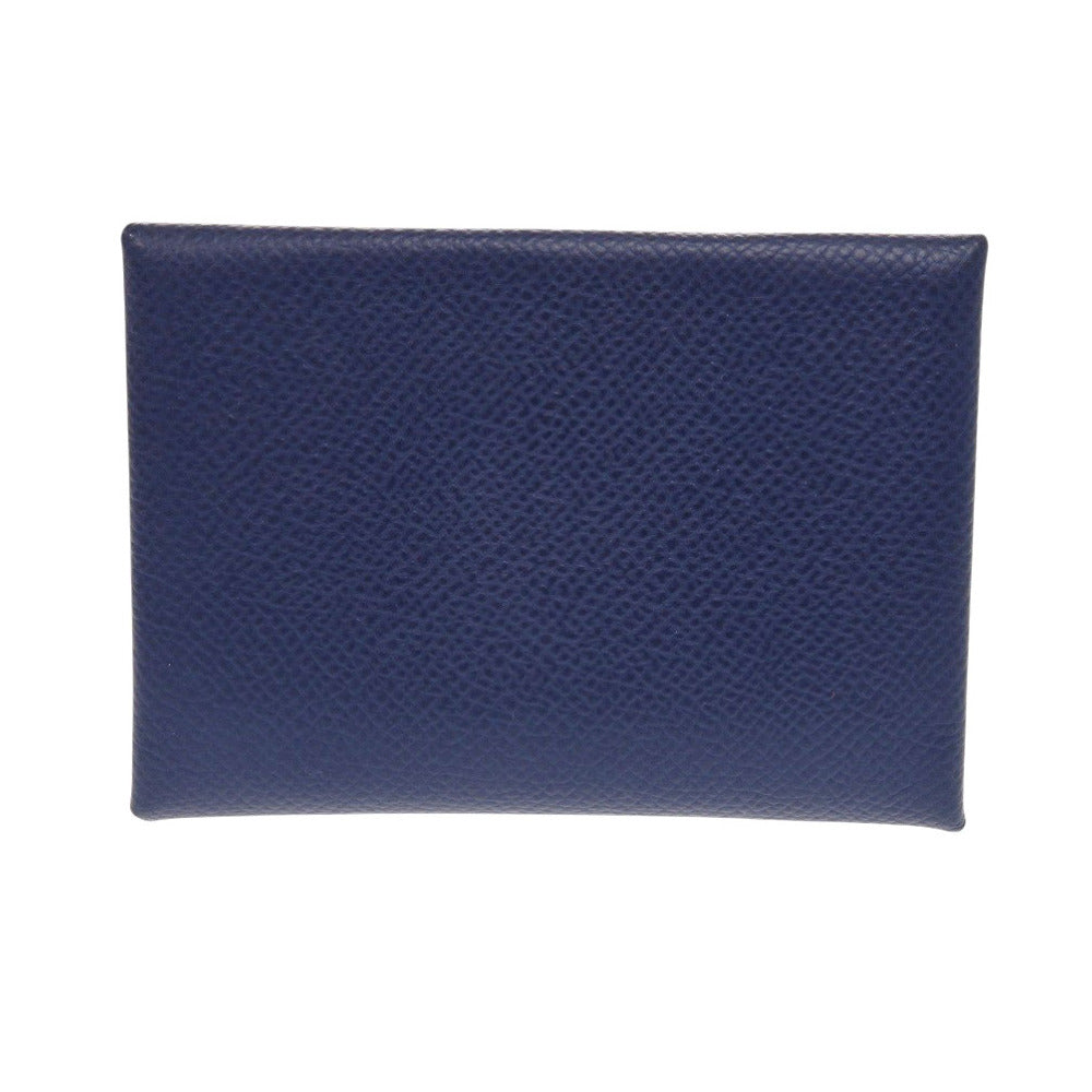 HERMES Card Case Epsom Blue Safir Calvi Duo Verso Women  d