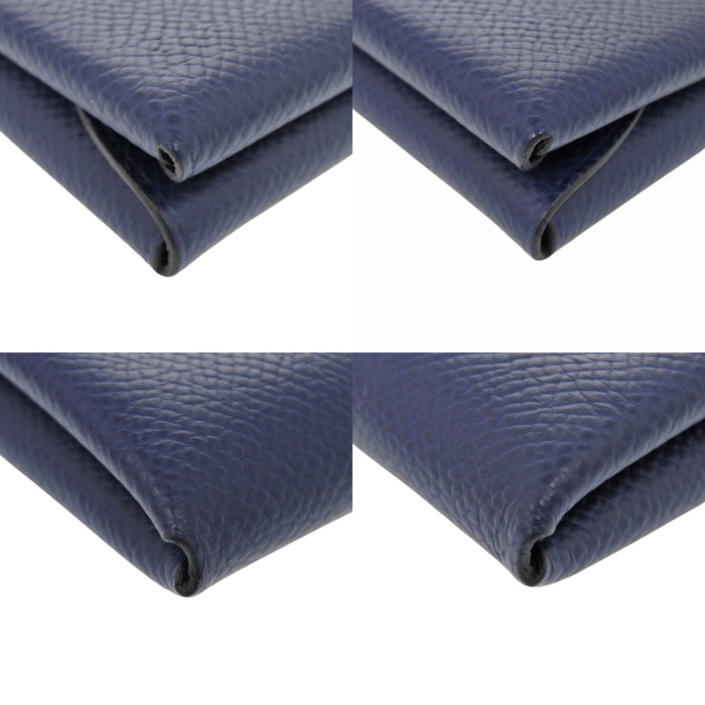 HERMES Card Case Epsom Blue Safir Calvi Duo Verso Women  d