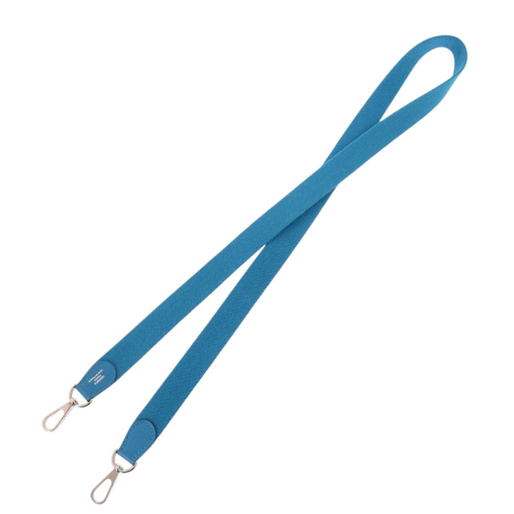 HERMES Shoulder strap canvas Blue Zanzibar Women  d