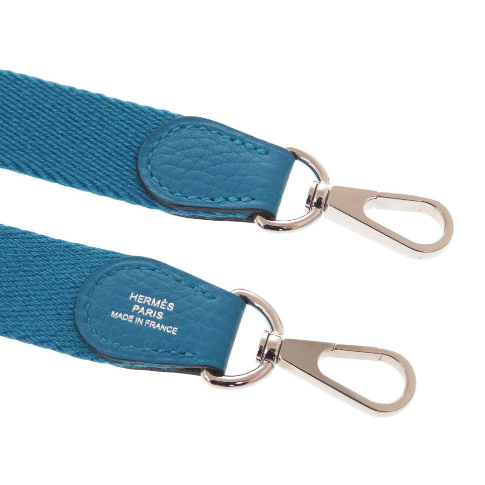 HERMES Shoulder strap canvas Blue Zanzibar Women  d