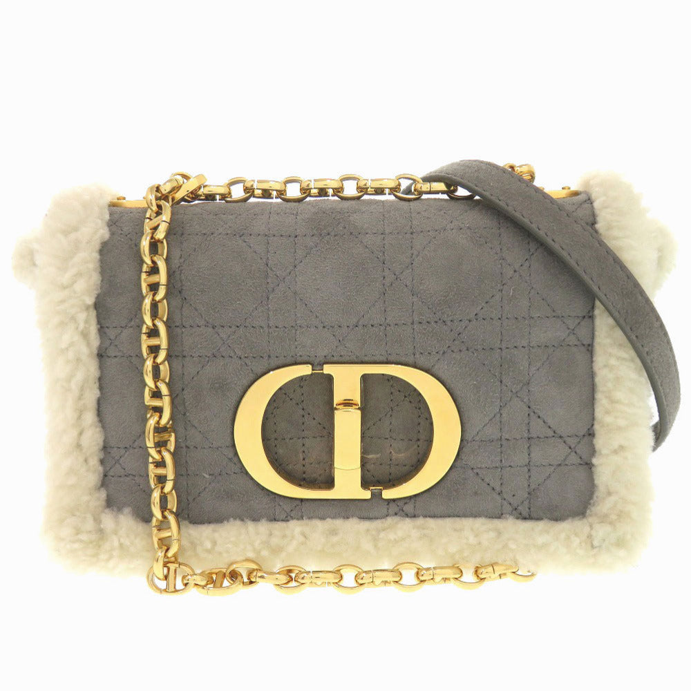 Christian Dior Shoulder Bag Mouton, Suede gray ChainShoulder Bag caro Women
