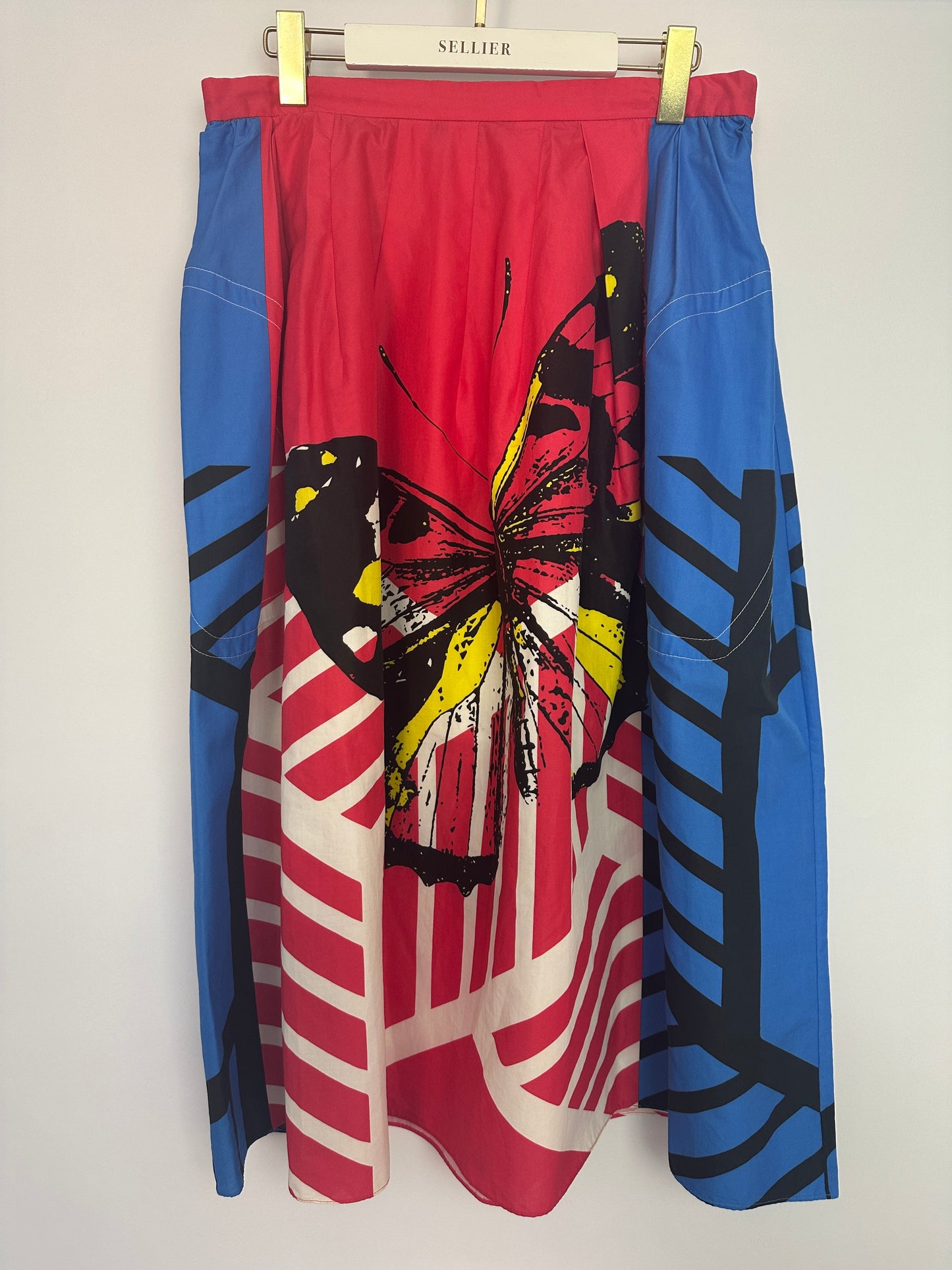 Christian Dior Red, White and Blue Printed Short-Sleeve Shirt and Long Skirt Set Size FR 44 (UK 16)