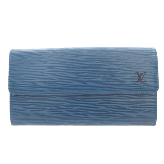 LOUIS VUITTON Long Wallet Purse M63575 Epi Leather blue Two fold Epi Porto Mon Credit unisex(Unisex)