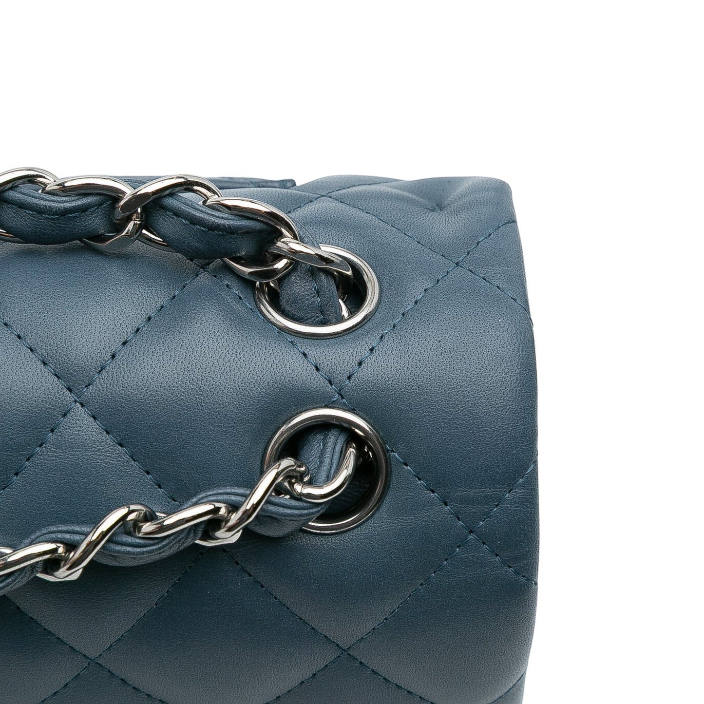Blue Chanel Jumbo Classic Lambskin Double Flap Shoulder Bag