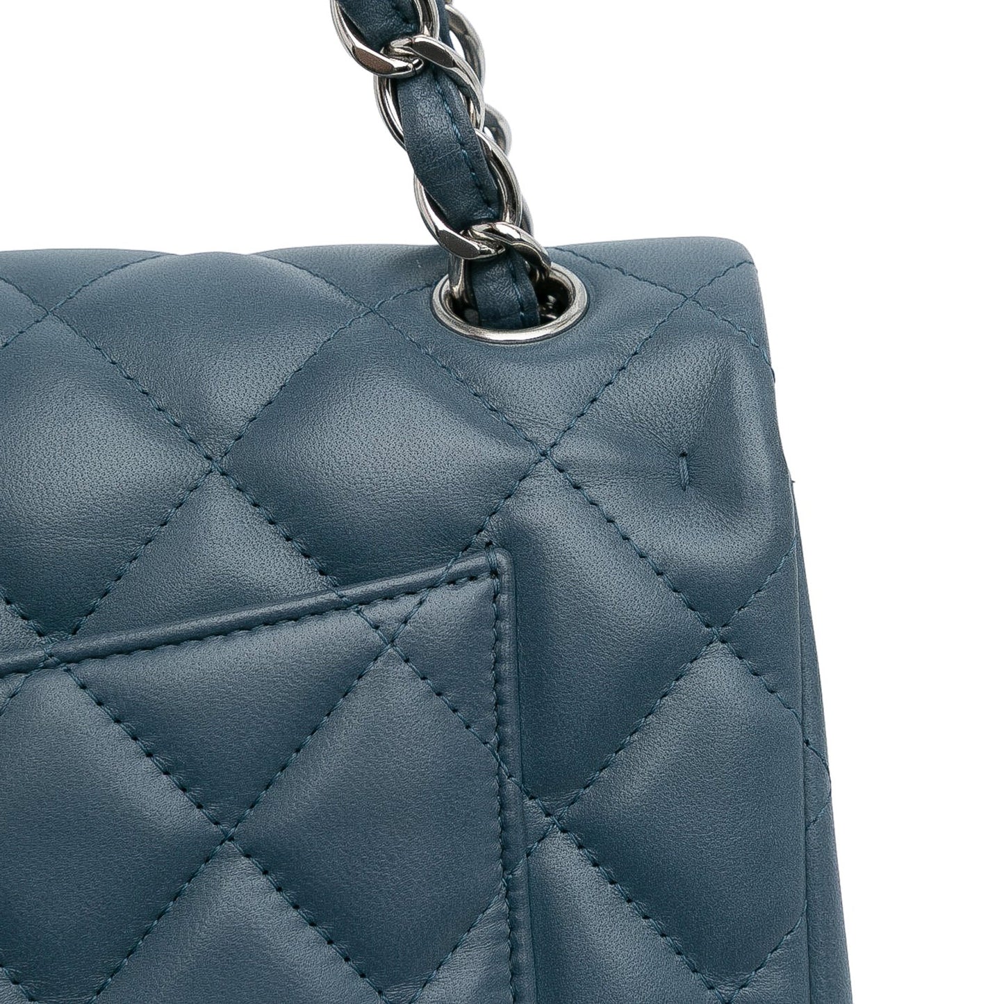 Blue Chanel Jumbo Classic Lambskin Double Flap Shoulder Bag