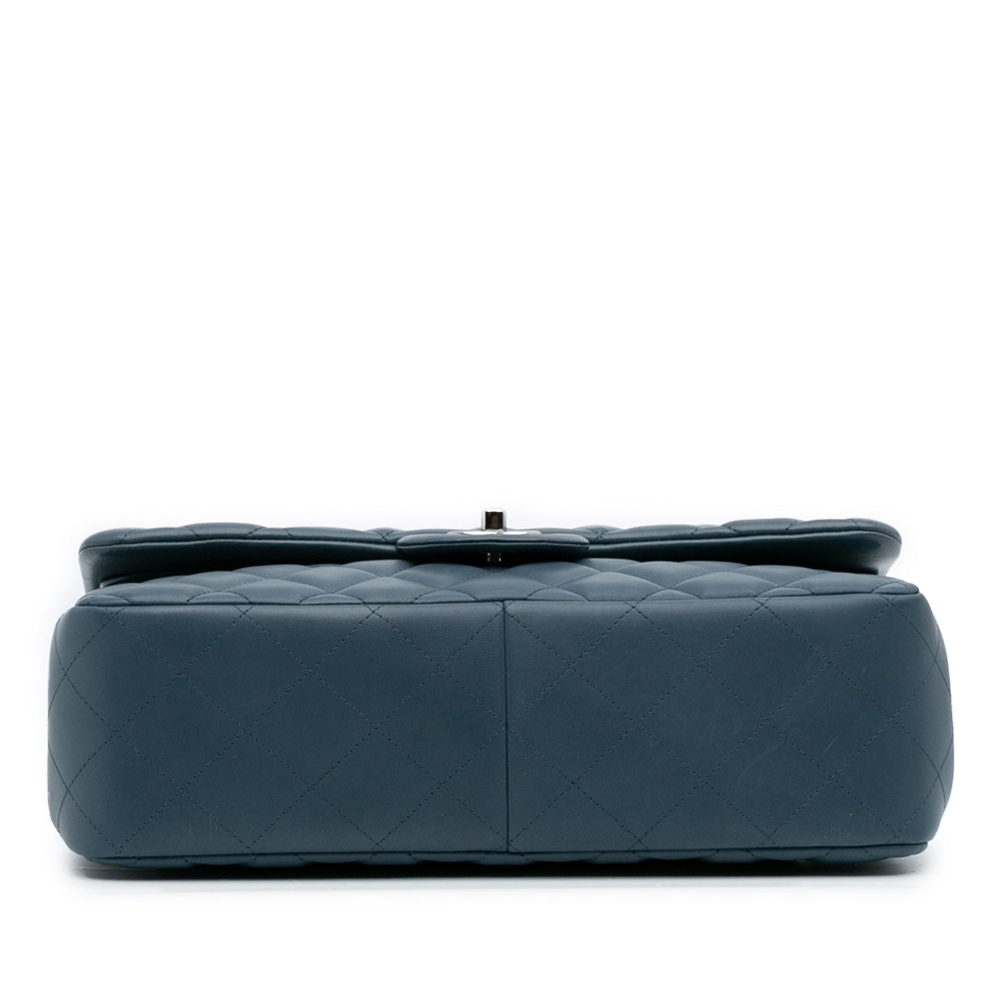 Blue Chanel Jumbo Classic Lambskin Double Flap Shoulder Bag