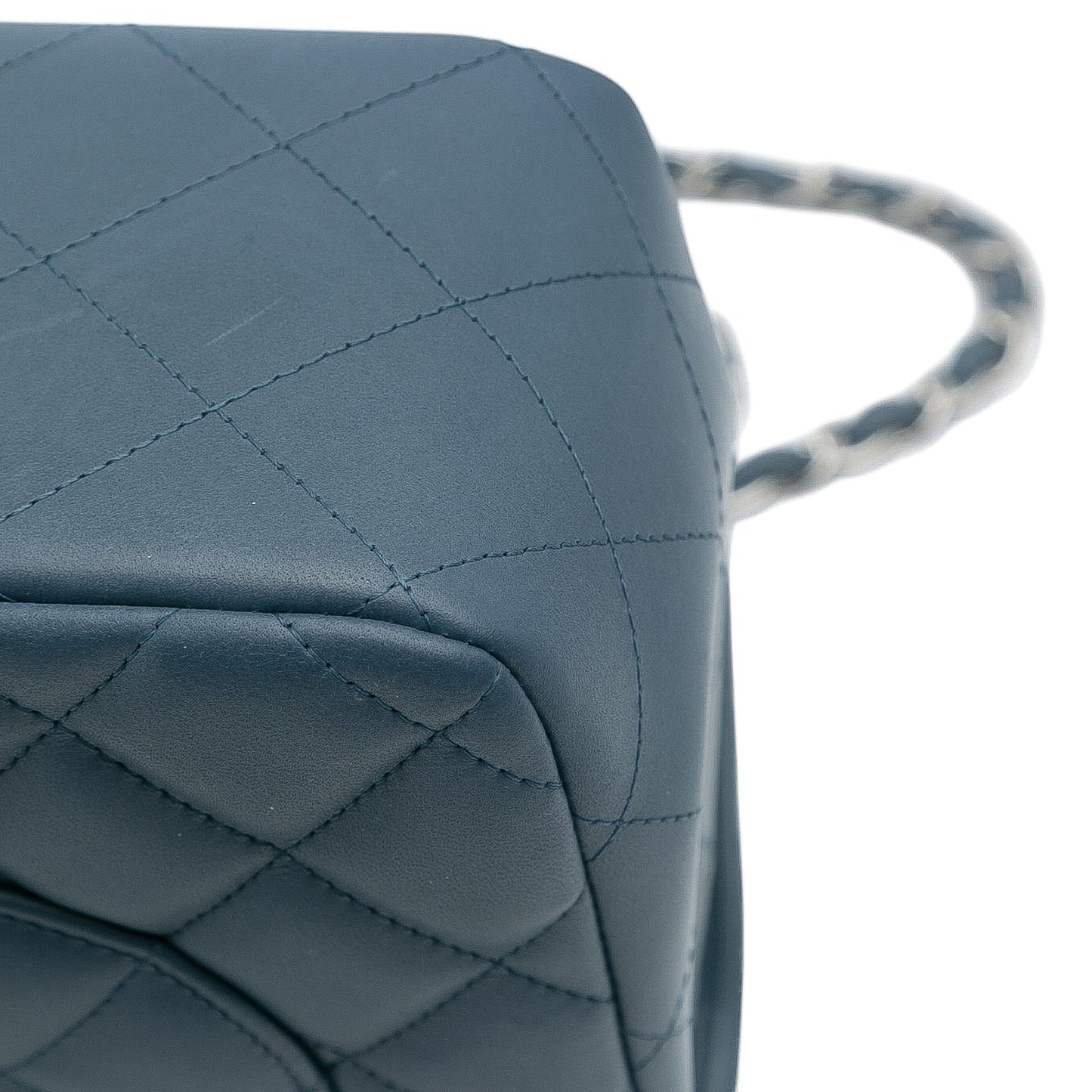 Blue Chanel Jumbo Classic Lambskin Double Flap Shoulder Bag
