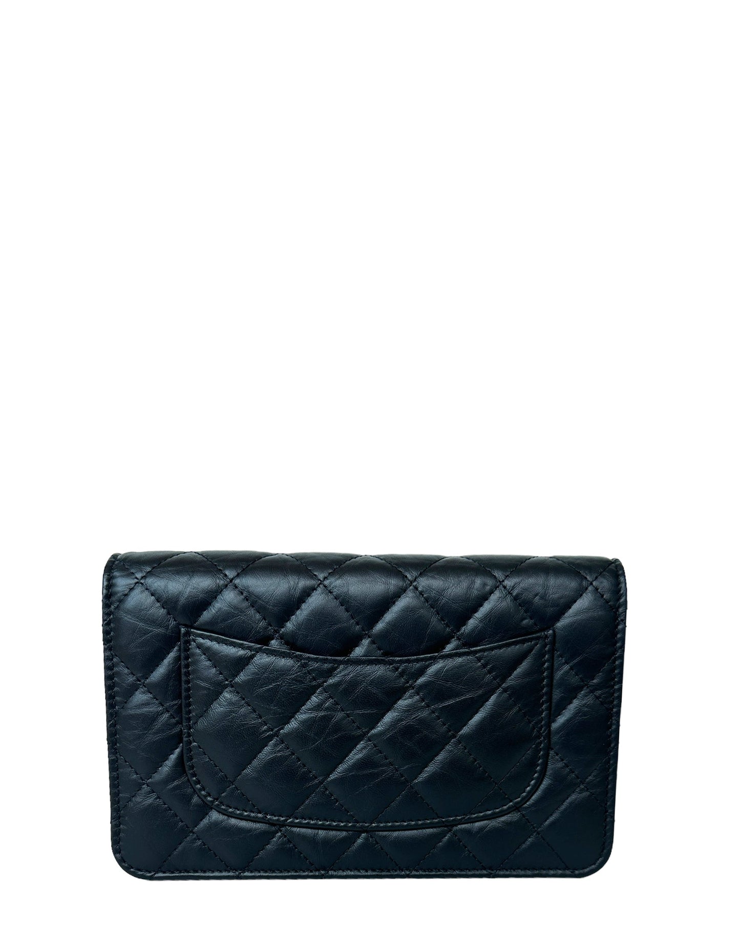 Chanel 2023 Calfskin So Black Quilted Reissue Wallet On Chain WOC Crossbody Bag