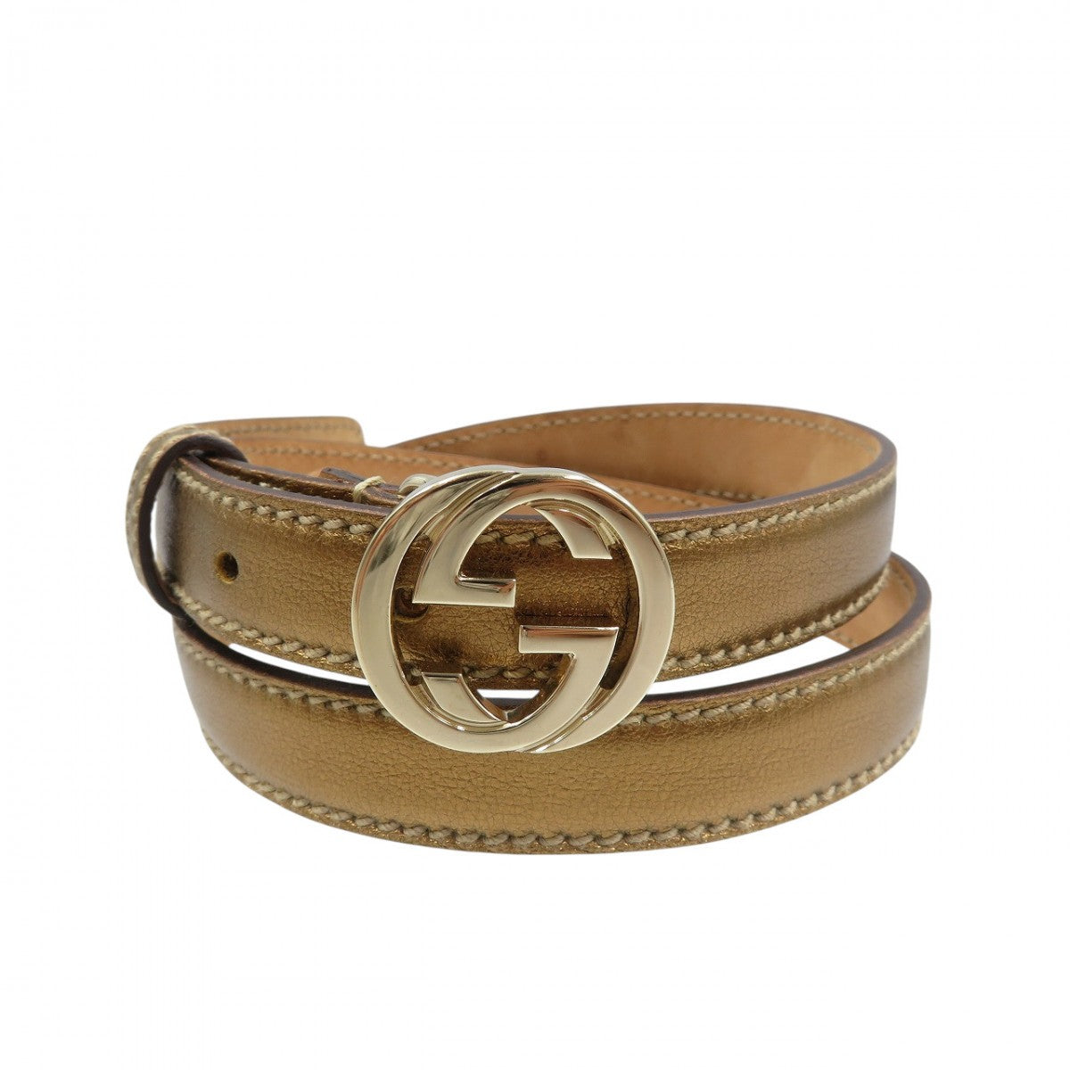GUCCI belt 15614 leather gold 85・34