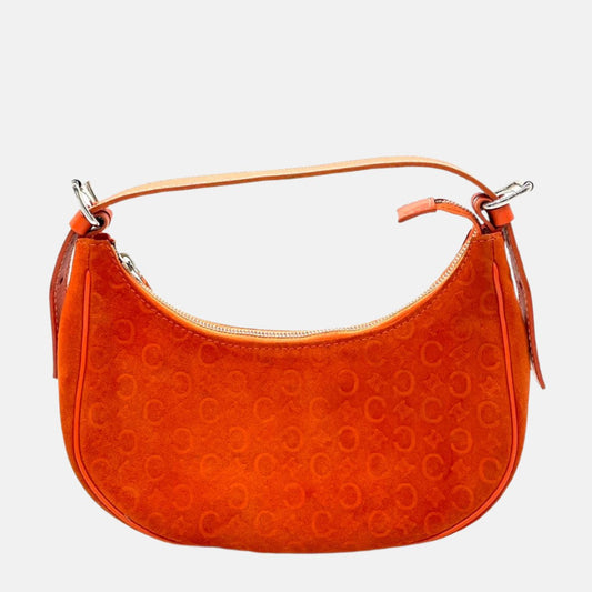 Celine Ava Hobo Orange Suede Leather   Shoulder Bag