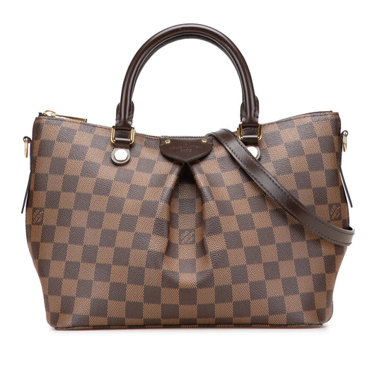 Brown Louis Vuitton Damier Ebene Siena PM Satchel