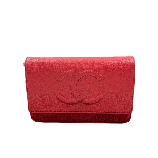 Chanel Wallet on Chain WOC Double CC Red Caviar Leather