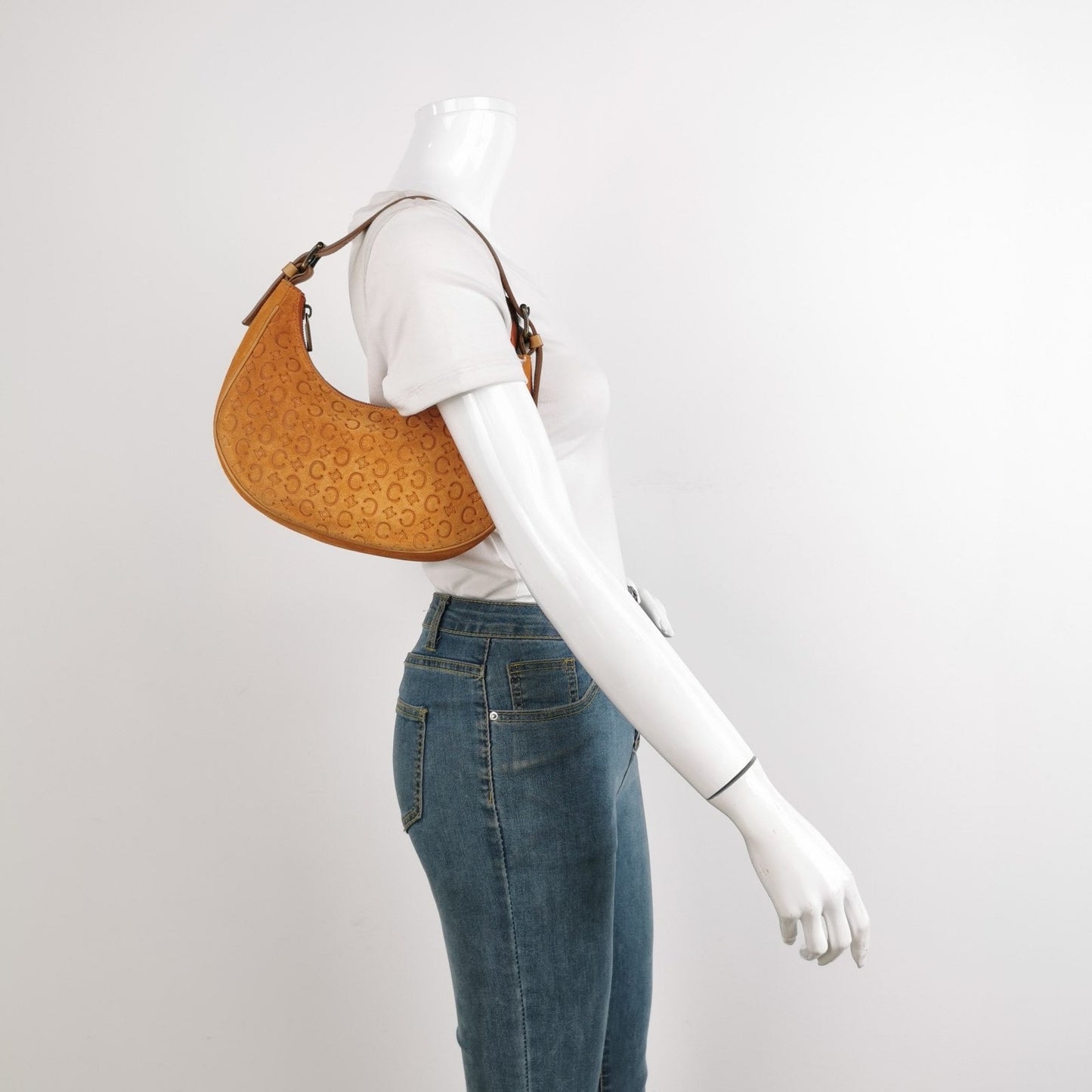 Celine Ava Hobo Pumpkin Caramel Brown Suede Leather   Shoulder Bag