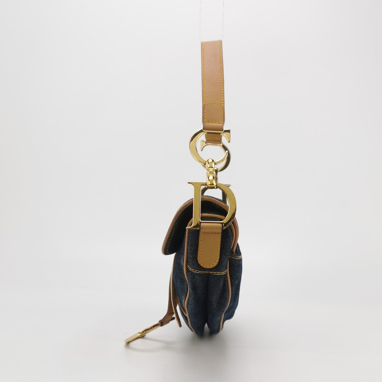 Dior Saddle   Navy Denim with Silk Lining and Leather Trim