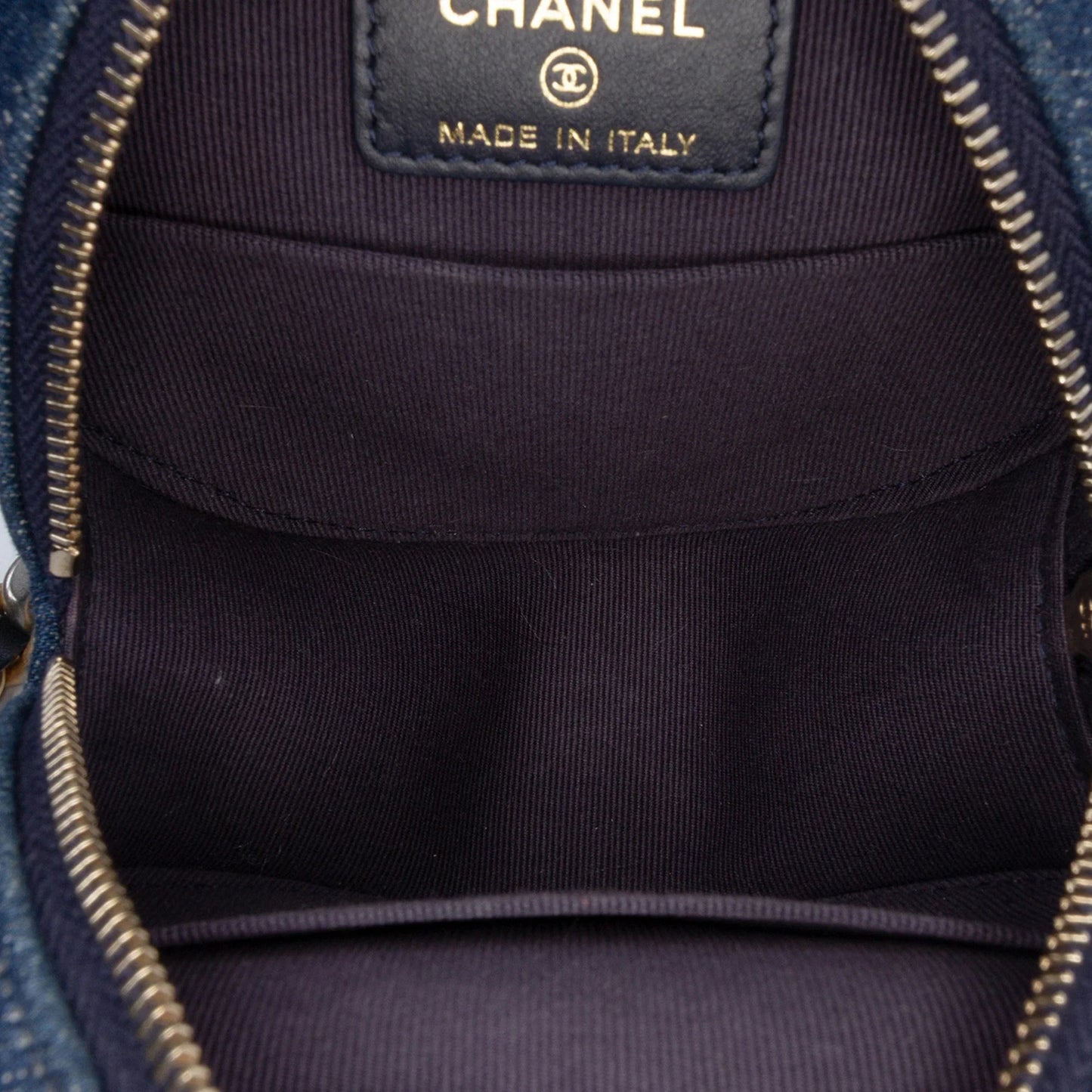 Blue Chanel Denim 19 Round Clutch with Chain Satchel