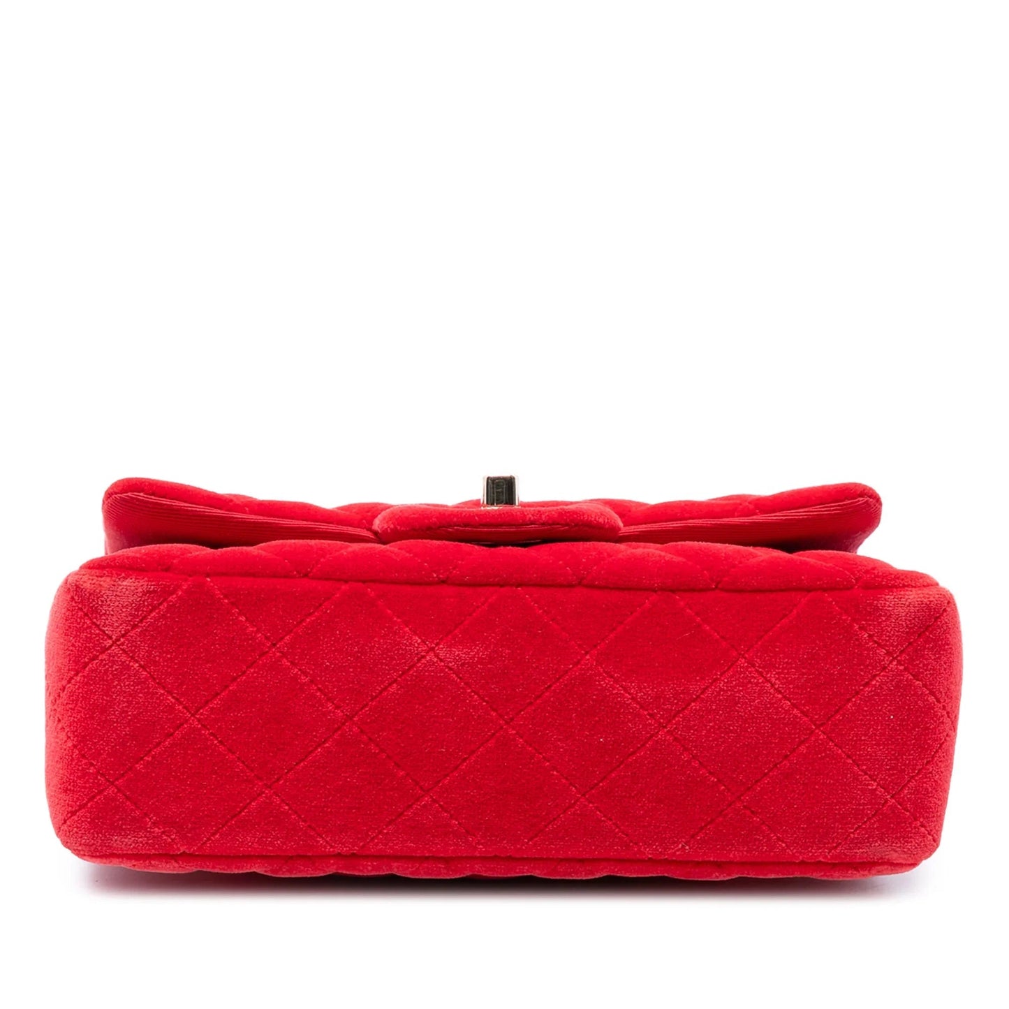 Red Chanel Mini Rectangular Classic Velvet Single Flap Crossbody Bag