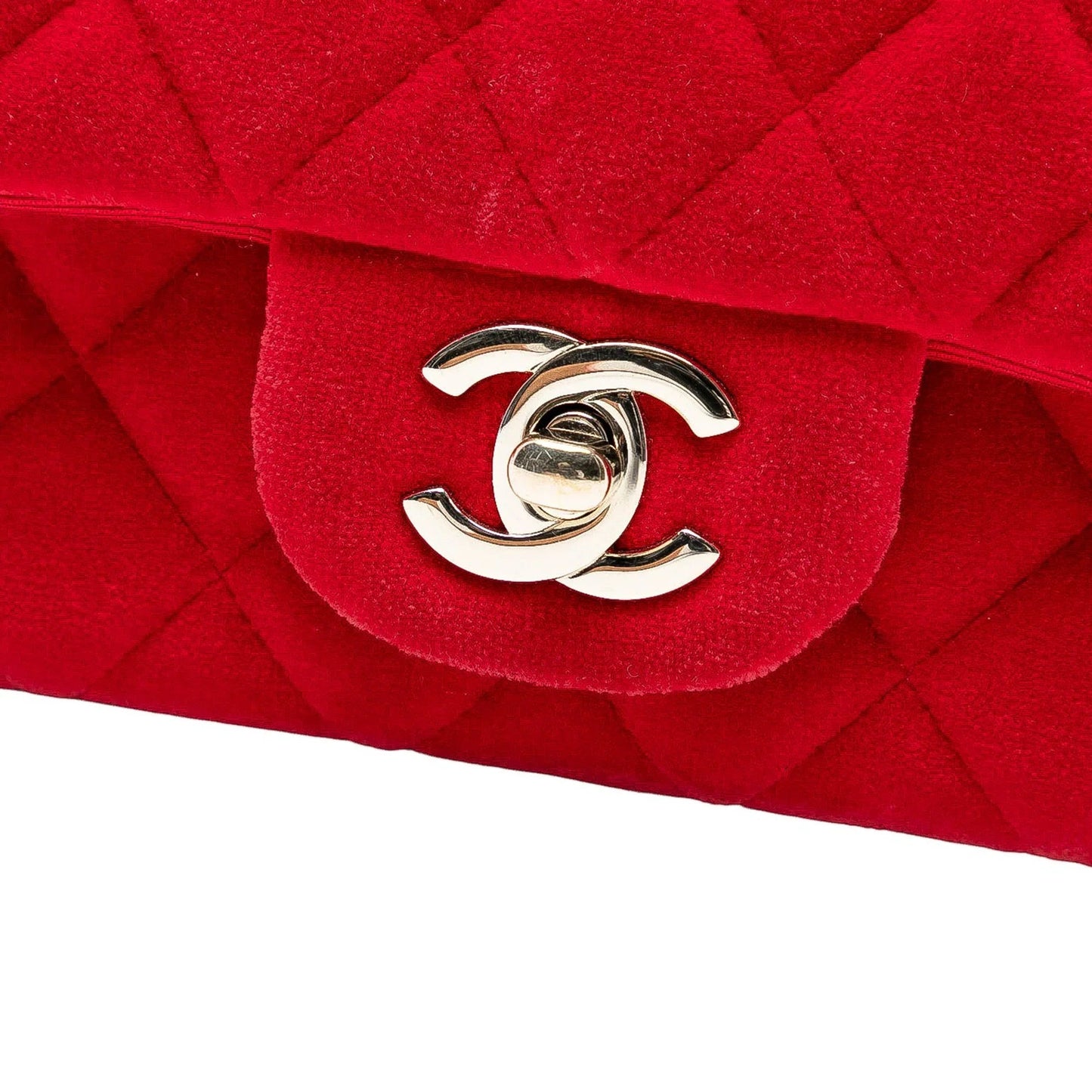Red Chanel Mini Rectangular Classic Velvet Single Flap Crossbody Bag