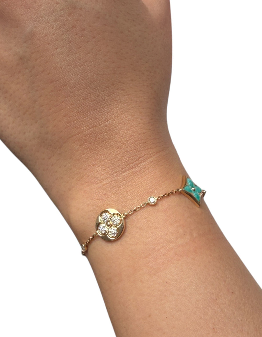 Louis Vuitton 18K Diamond & Amazonite Color Blossom BB Star & Sun Bracelet