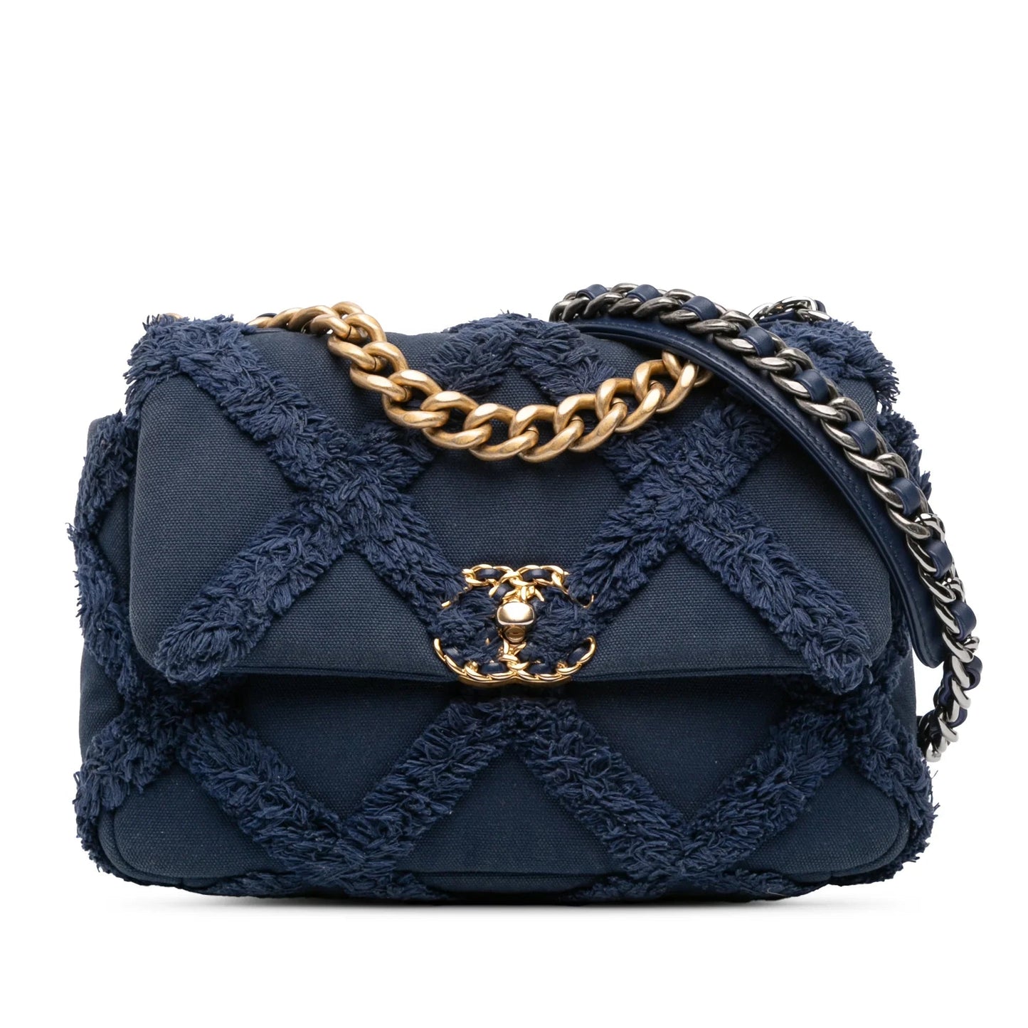 Blue Chanel Medium Canvas and Cotton 19 Flap Satchel