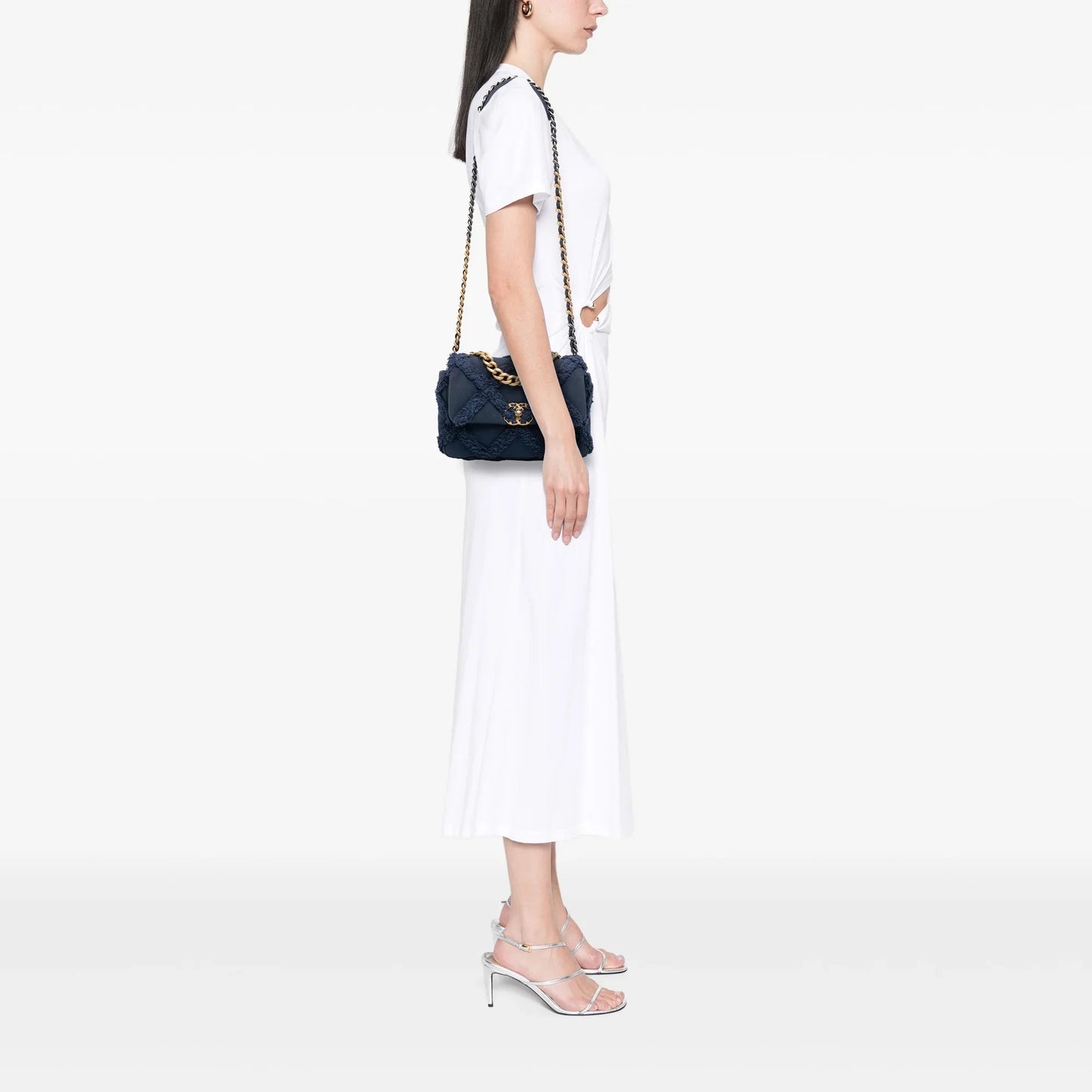 Blue Chanel Medium Canvas and Cotton 19 Flap Satchel