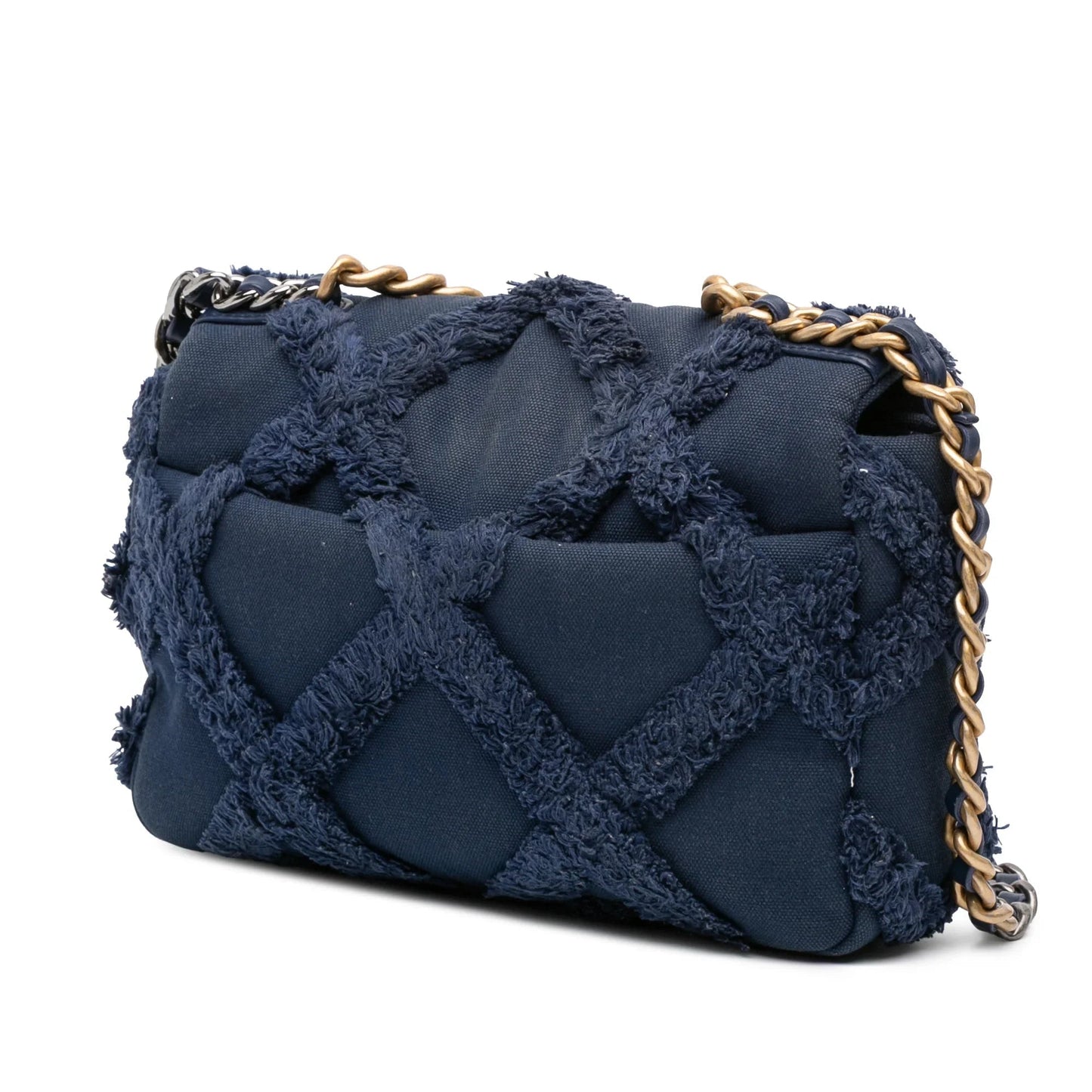 Blue Chanel Medium Canvas and Cotton 19 Flap Satchel