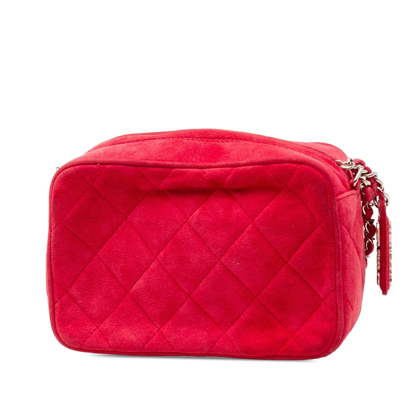 Red Chanel Quilted Suede Camera Bag