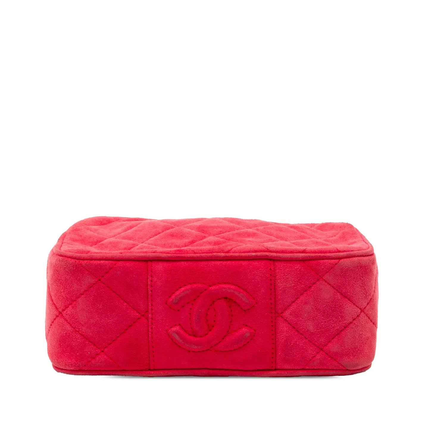 Red Chanel Quilted Suede Camera Bag