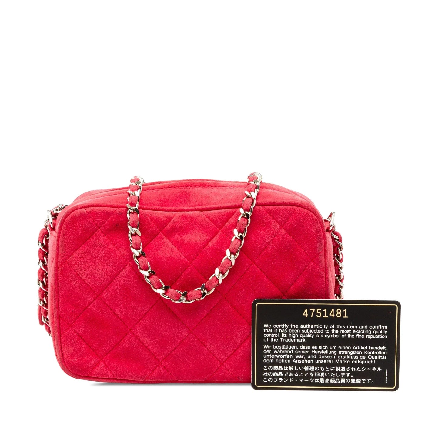 Red Chanel Quilted Suede Camera Bag