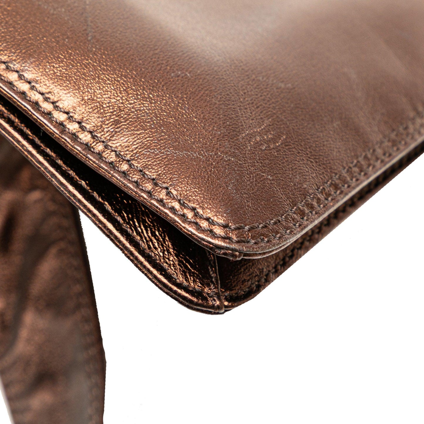 Brown Chanel Metallic Lambskin Flap Crossbody