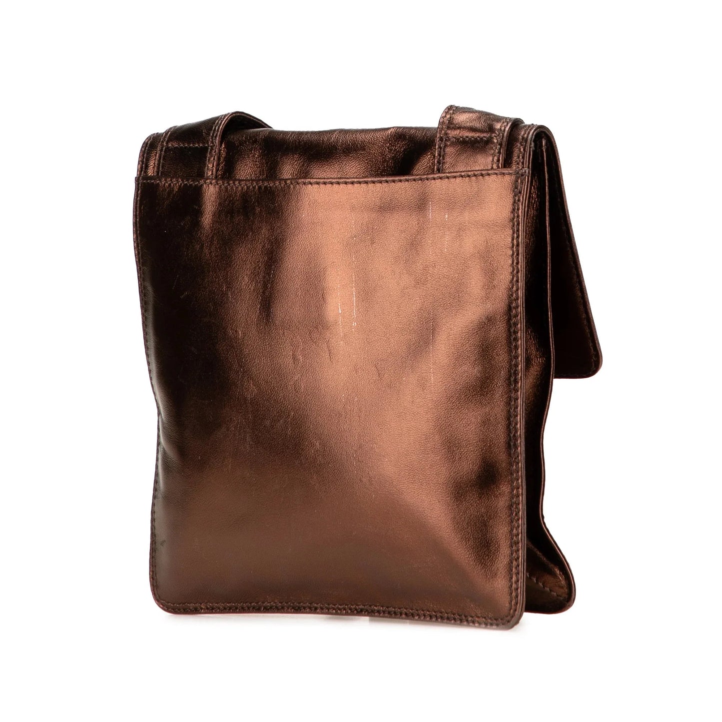 Brown Chanel Metallic Lambskin Flap Crossbody