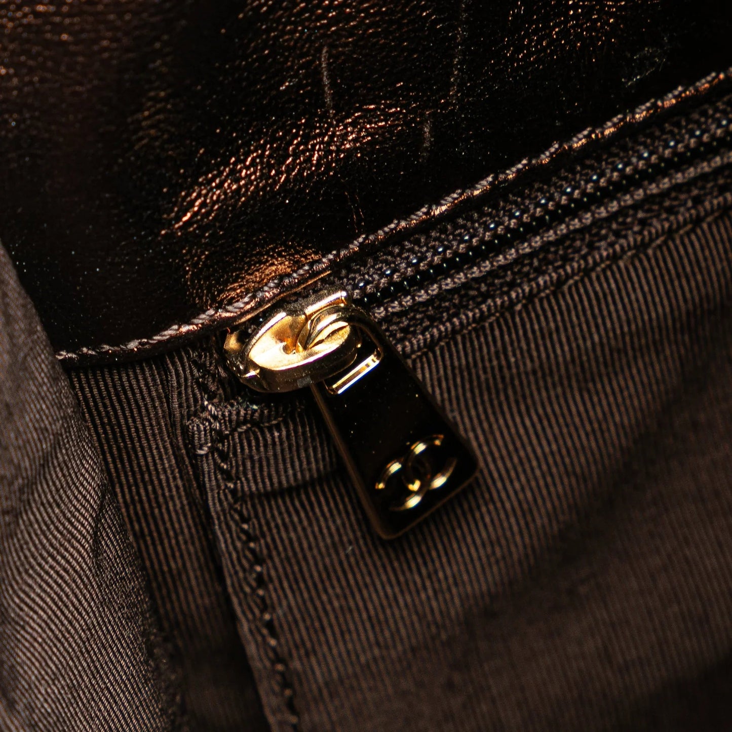 Brown Chanel Metallic Lambskin Flap Crossbody