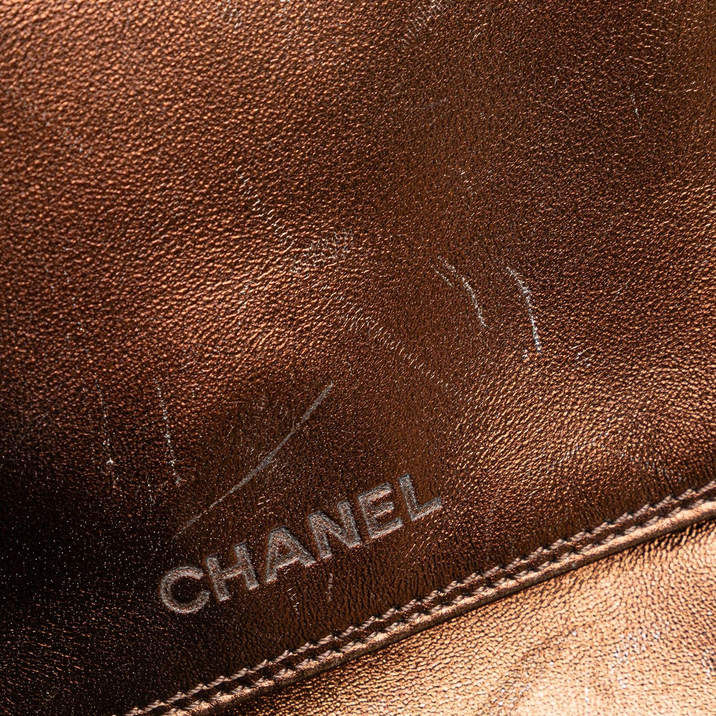Brown Chanel Metallic Lambskin Flap Crossbody