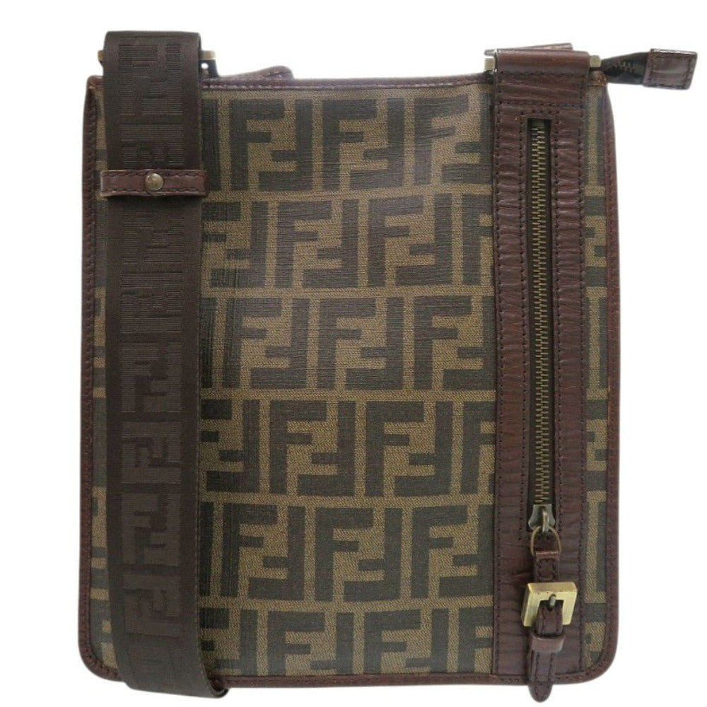 FENDI Shoulder Bag PVC, Leather Brown Zucca Pattern   Sacoche Women