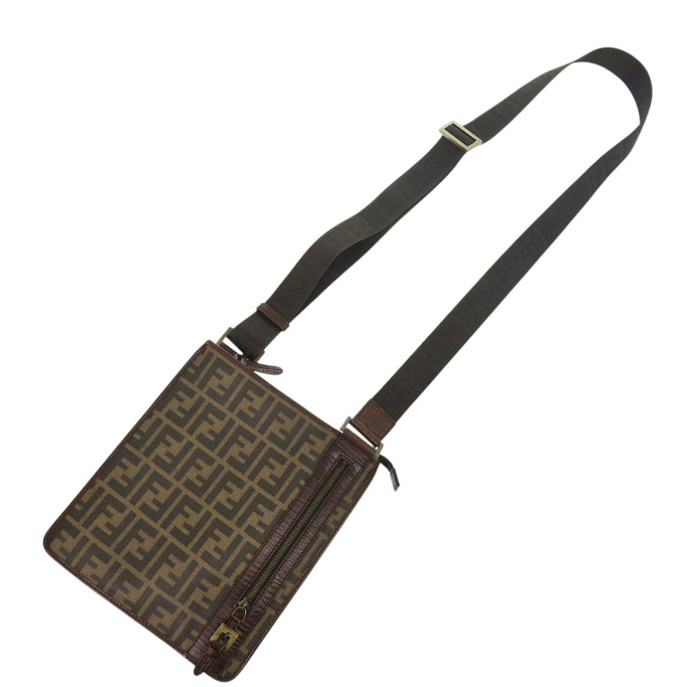 FENDI Shoulder Bag PVC, Leather Brown Zucca Pattern   Sacoche Women