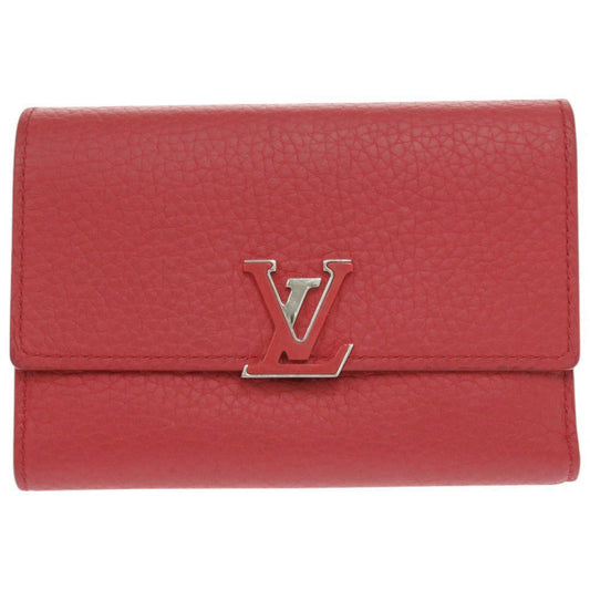LOUIS VUITTON Tri-fold wallet M62158 leather Red Portefeuille Capsino Compact Women