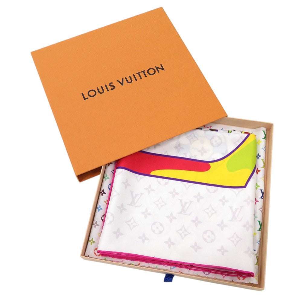 LOUIS VUITTON scarf M96097 silk white LV × TM Carre90 Superflat collaboration with Takashi Murakami