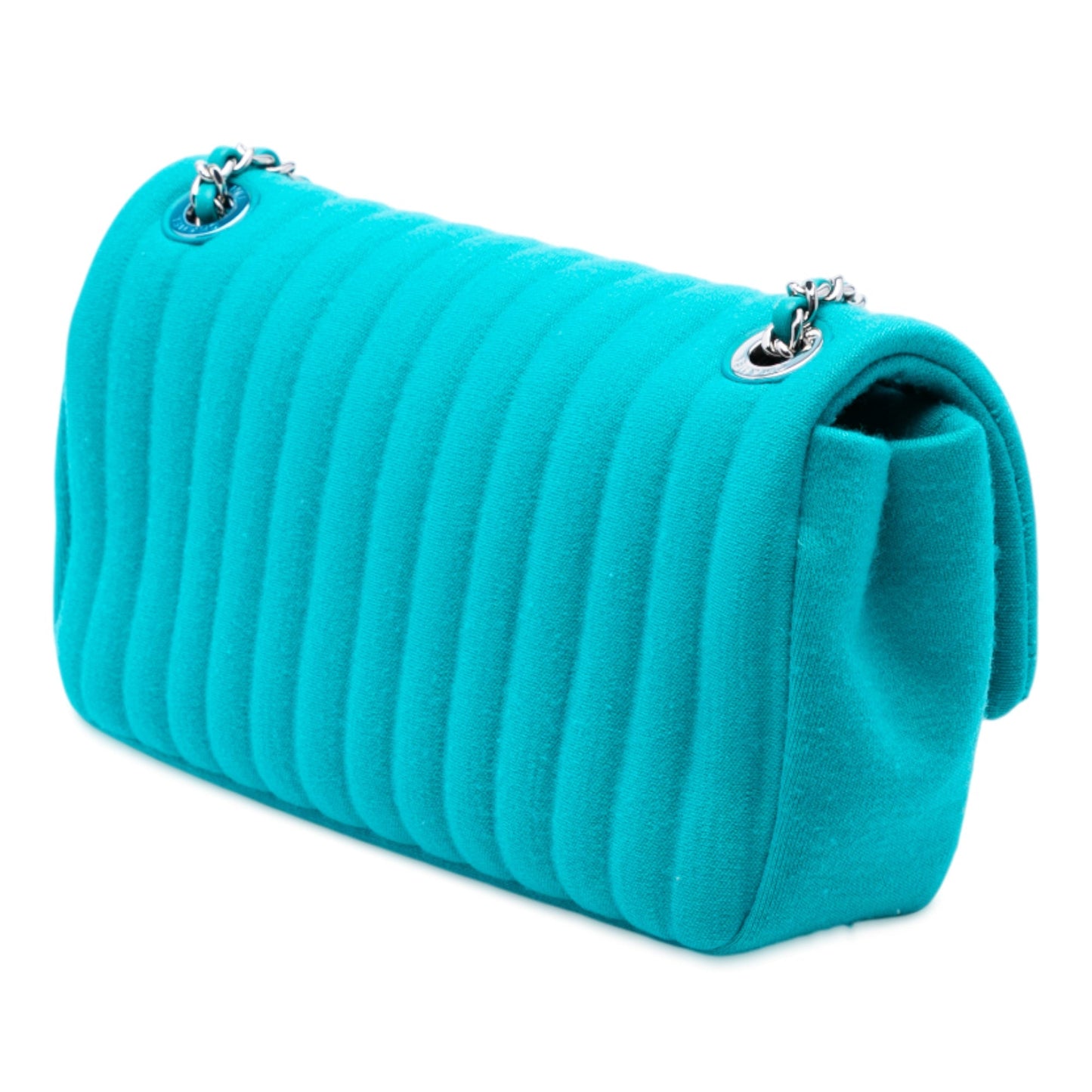 Blue Chanel Mini Vertical Quilted Jersey Single Flap Crossbody Bag