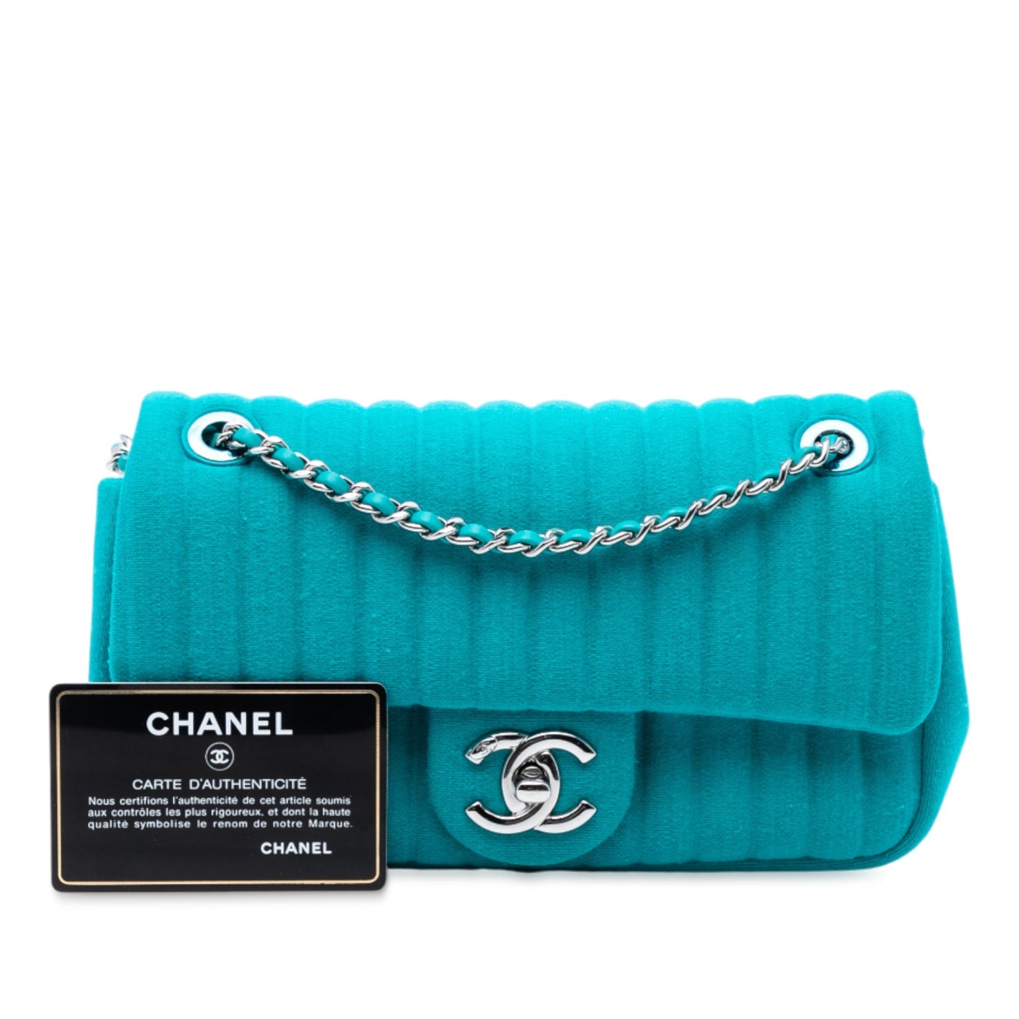 Blue Chanel Mini Vertical Quilted Jersey Single Flap Crossbody Bag
