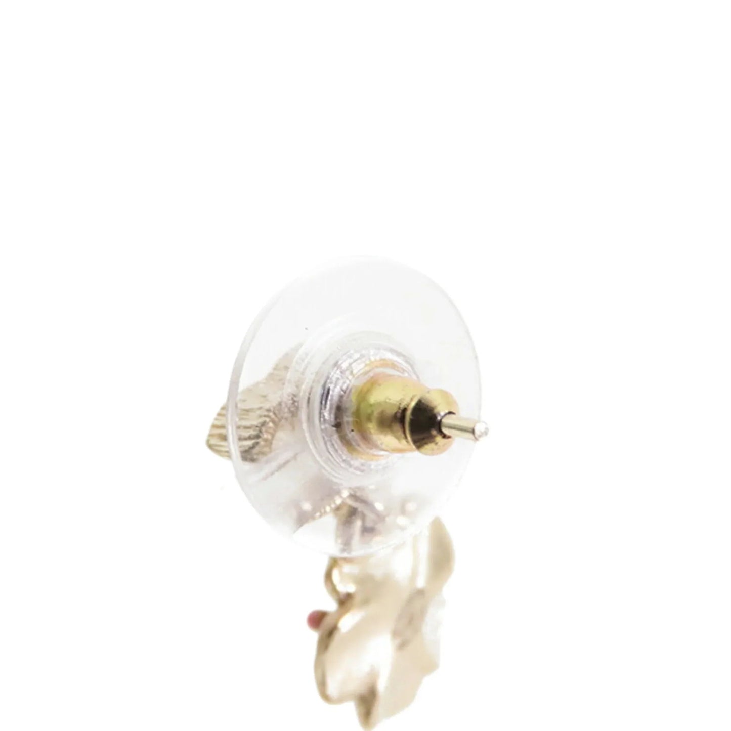 Gold Chanel Gold Plated Enamel and Rhinestone CC Flower Drop Push Back Earrings