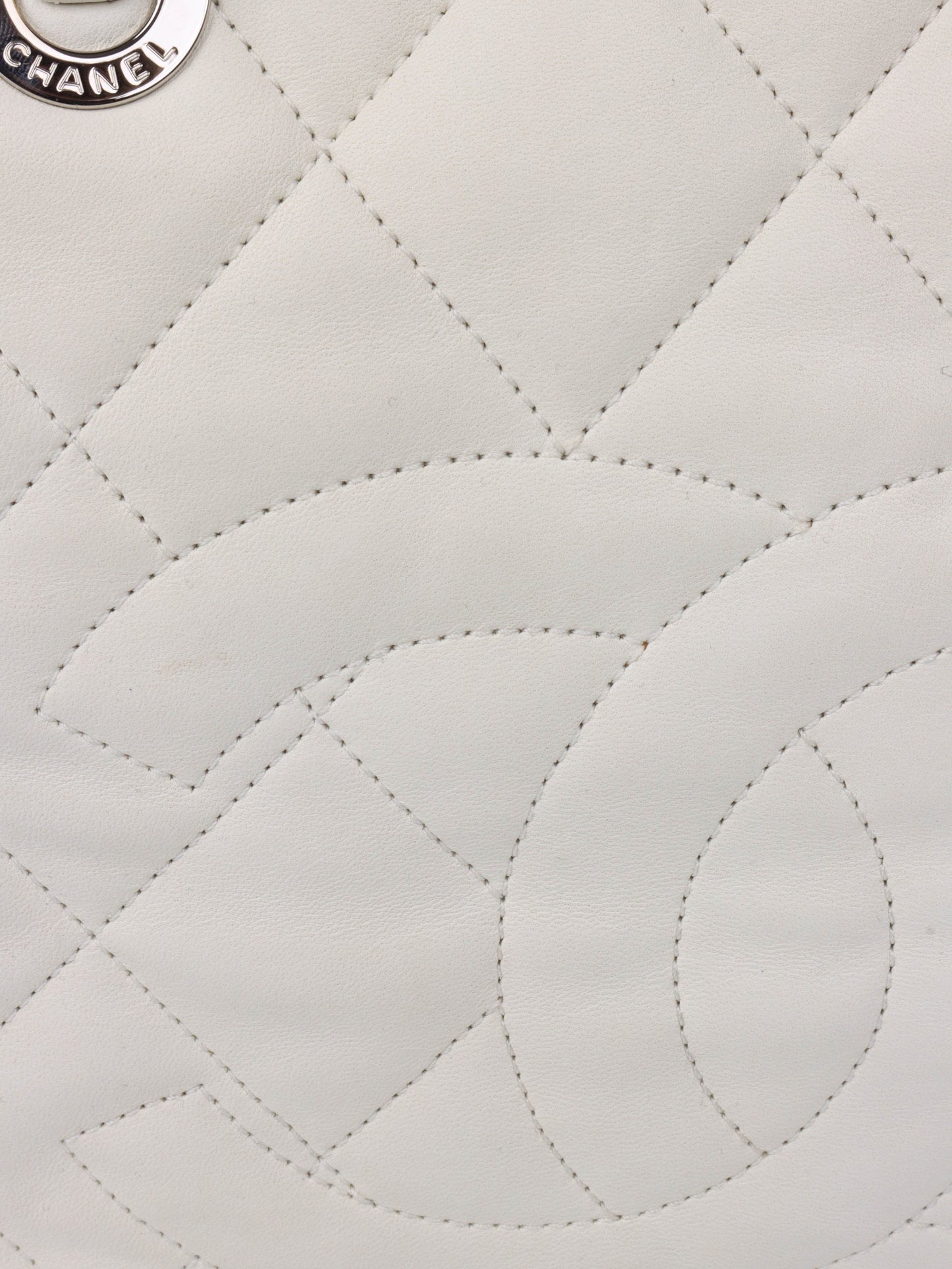 Chanel White Leather Bowling Bag