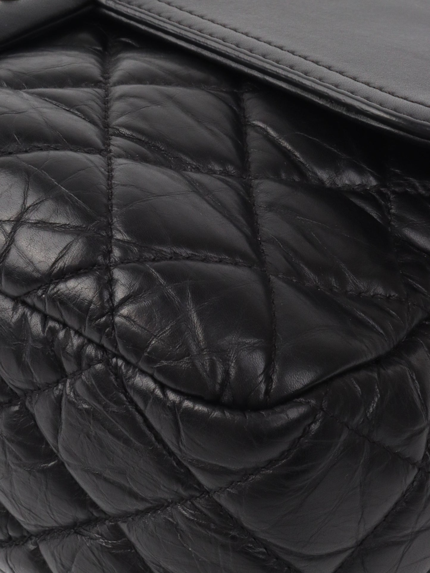 Chanel Black Wrinkled Quilted Flap Bag