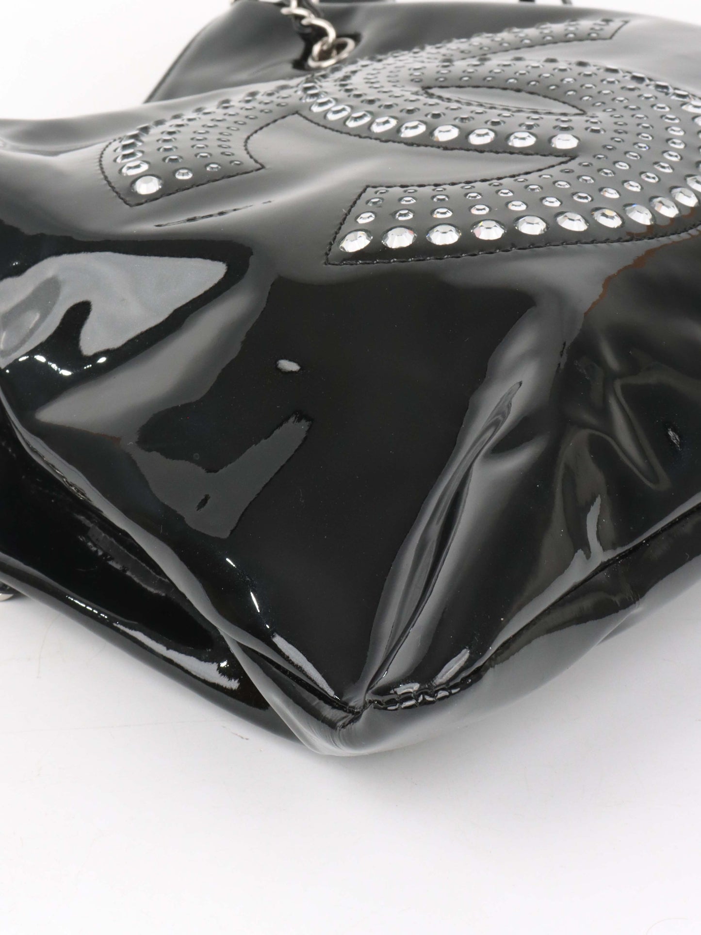 Chanel Black Strass CC Bonbon Chain Tote with Enamel Coco Mark.