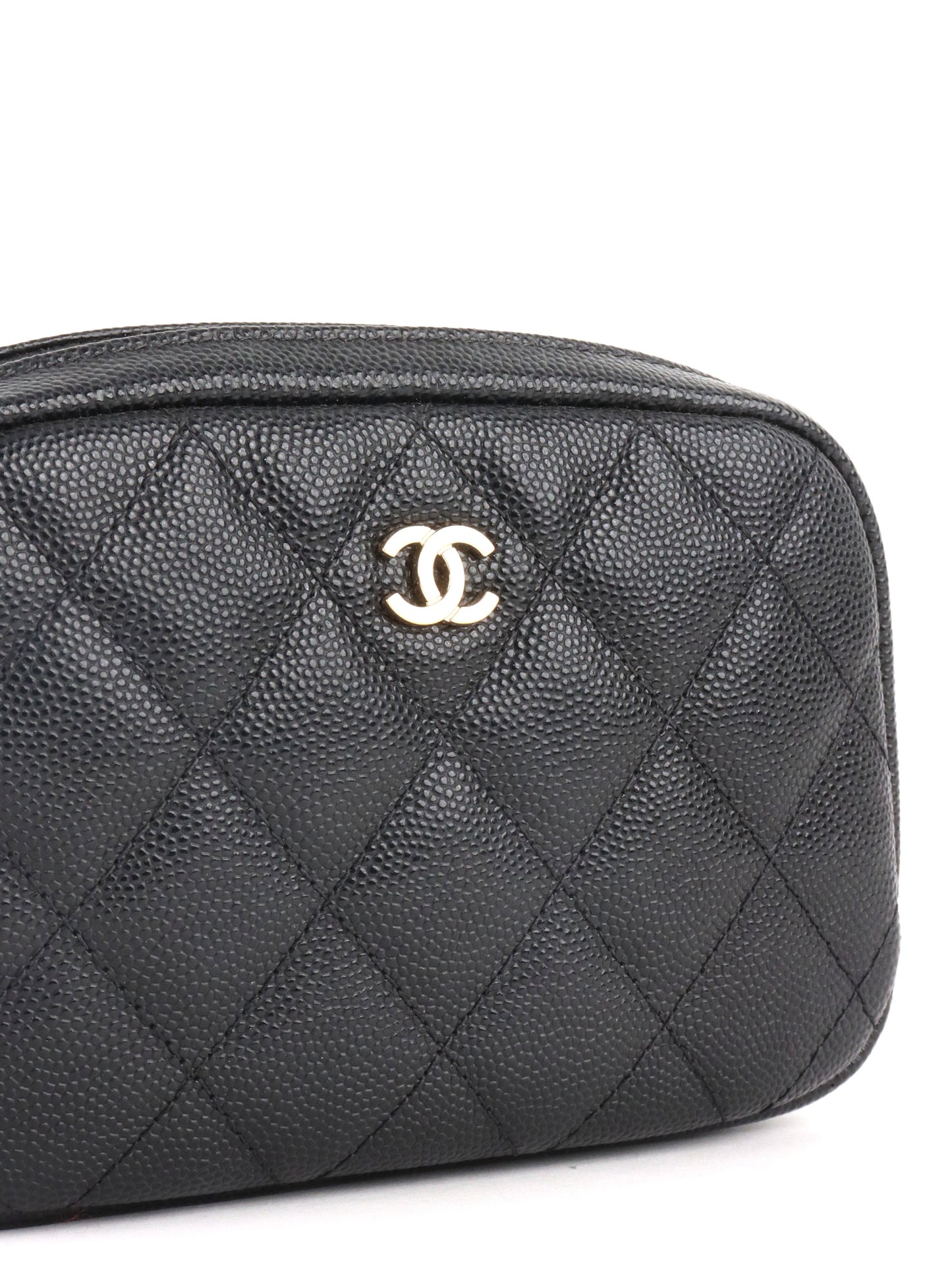 Chanel Small Black Caviar Quilted Cosmetic Pouch