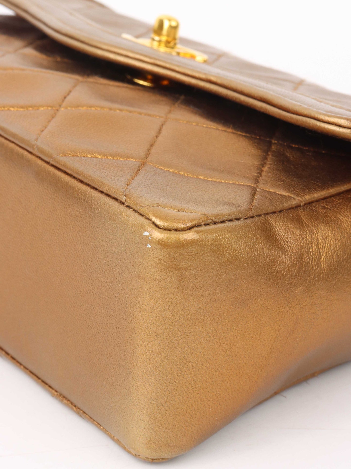 Chanel Gold Matellic   Chain Bag.