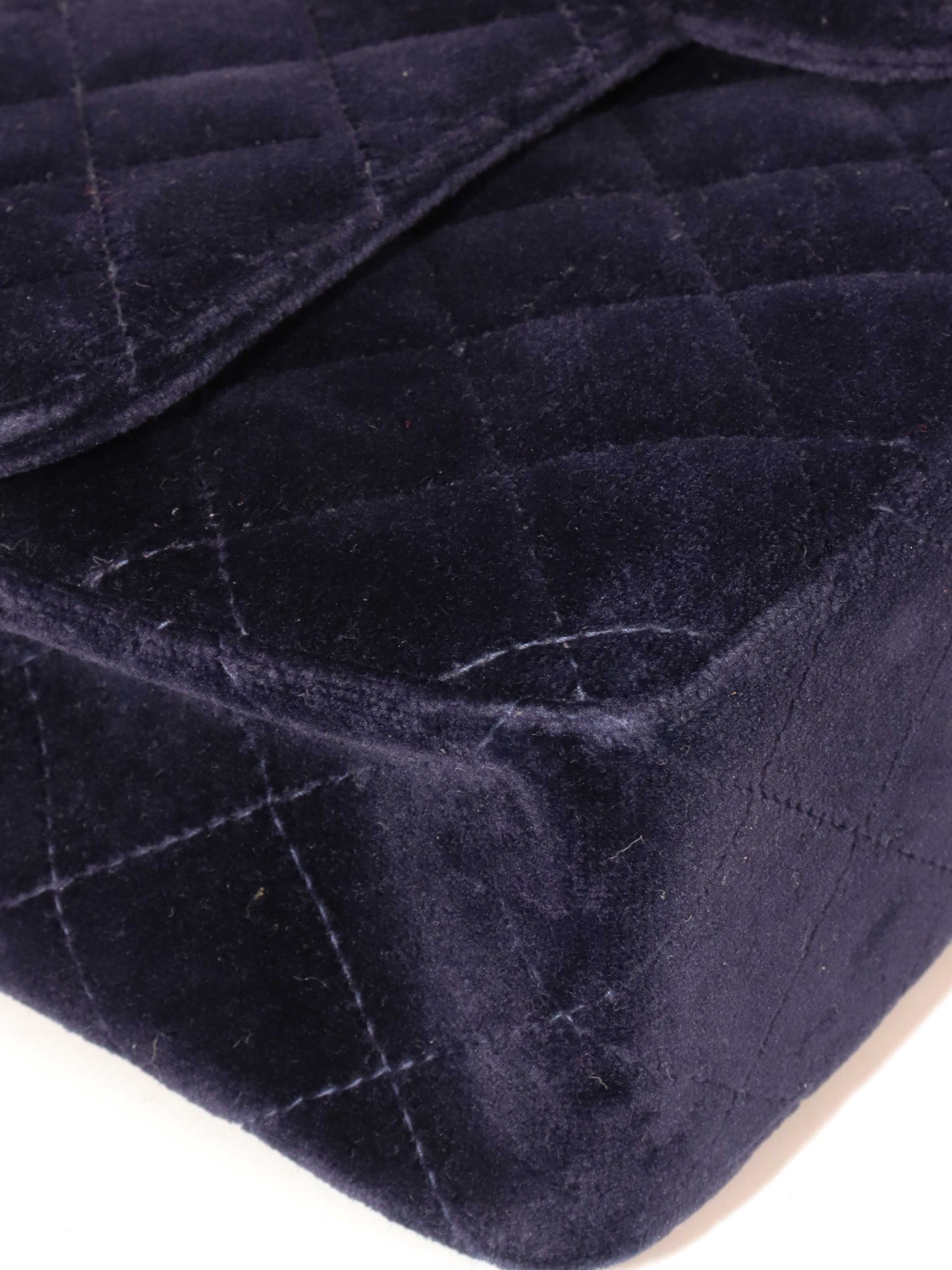 Chanel   Navy Velvet Classic Flap Backpack.