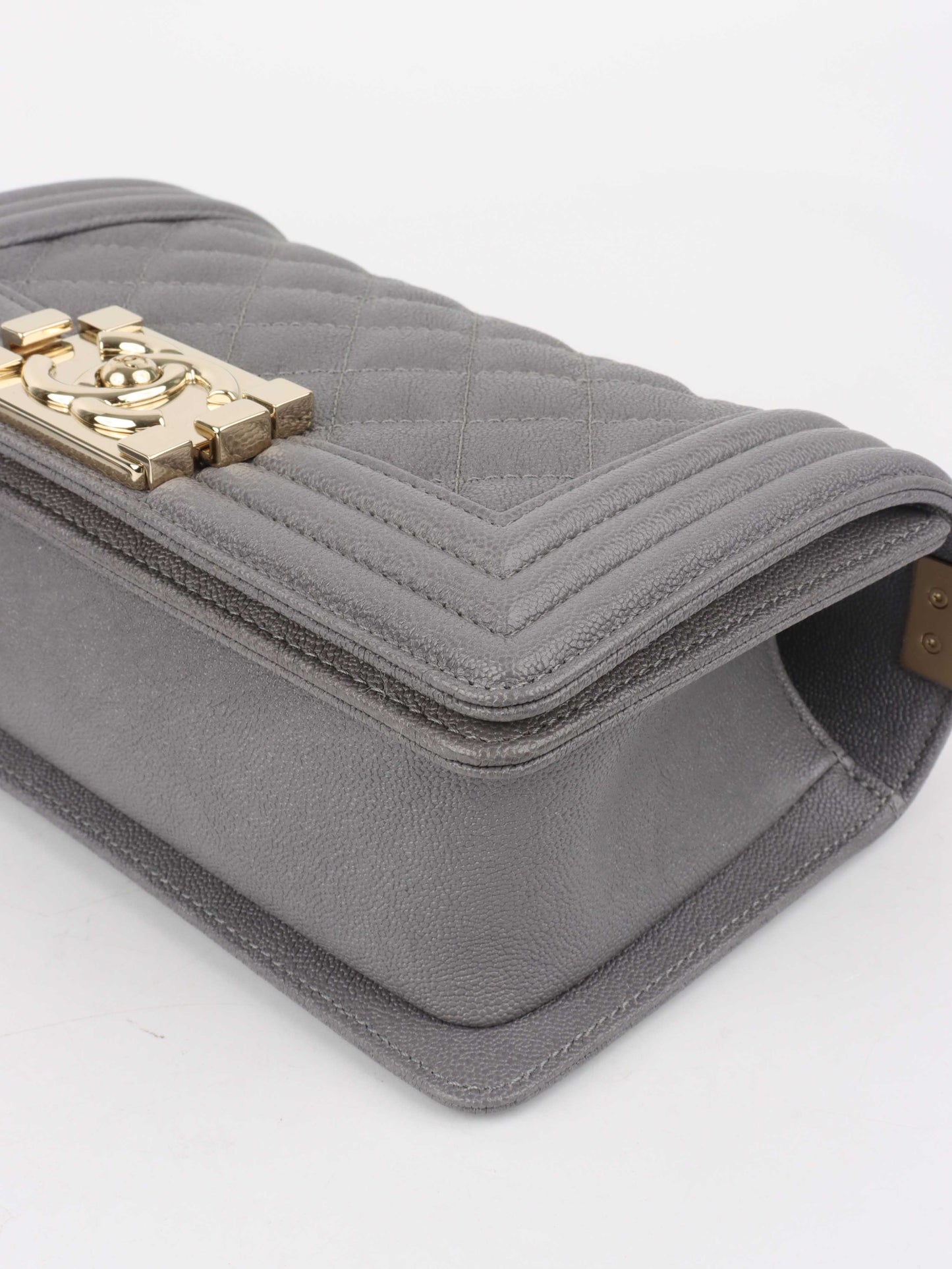 Chanel Small Caviar Grey Boy Bag LGHW