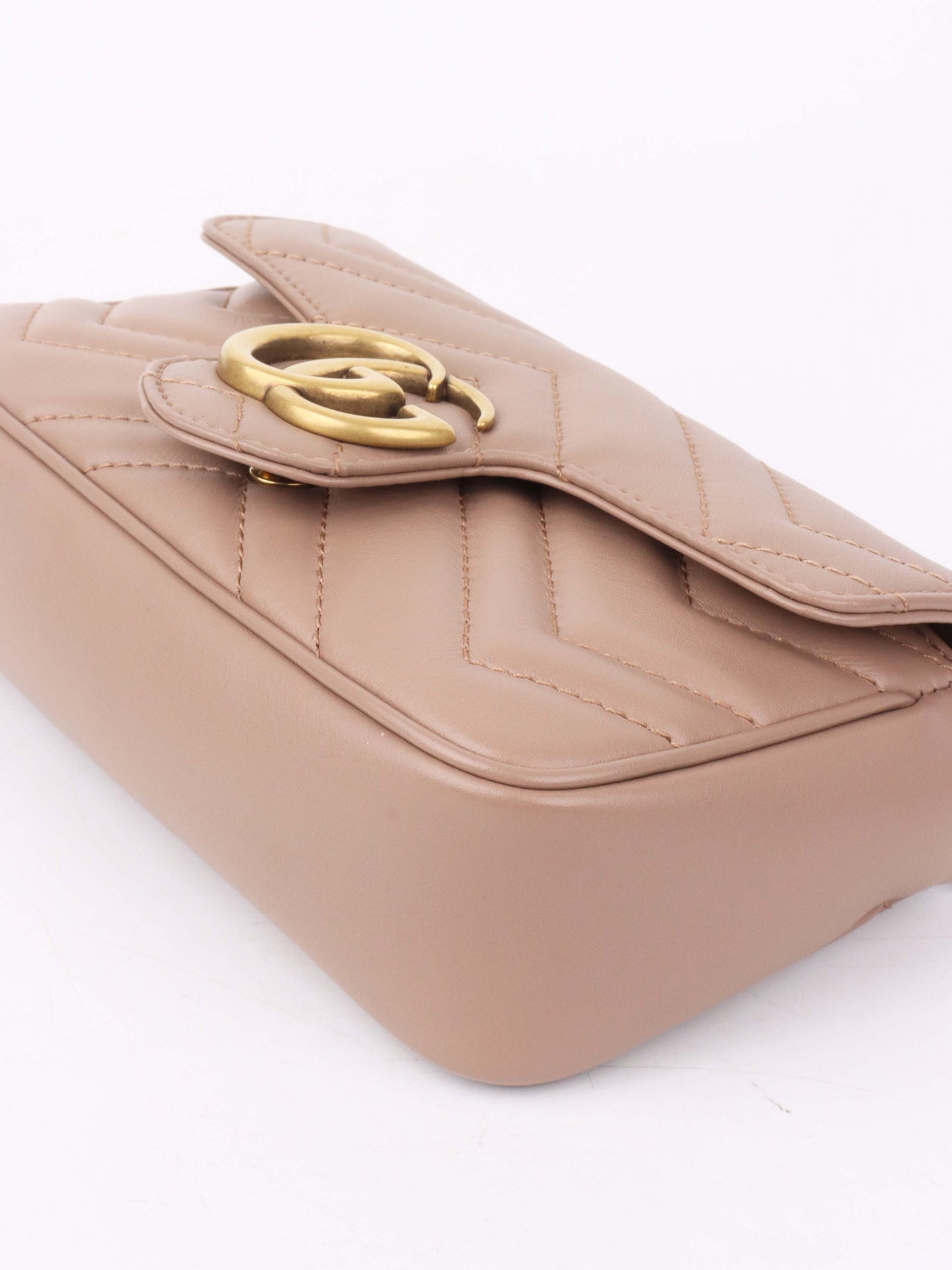 Gucci Dusty Pink Super Mini Marmont Matelasse.