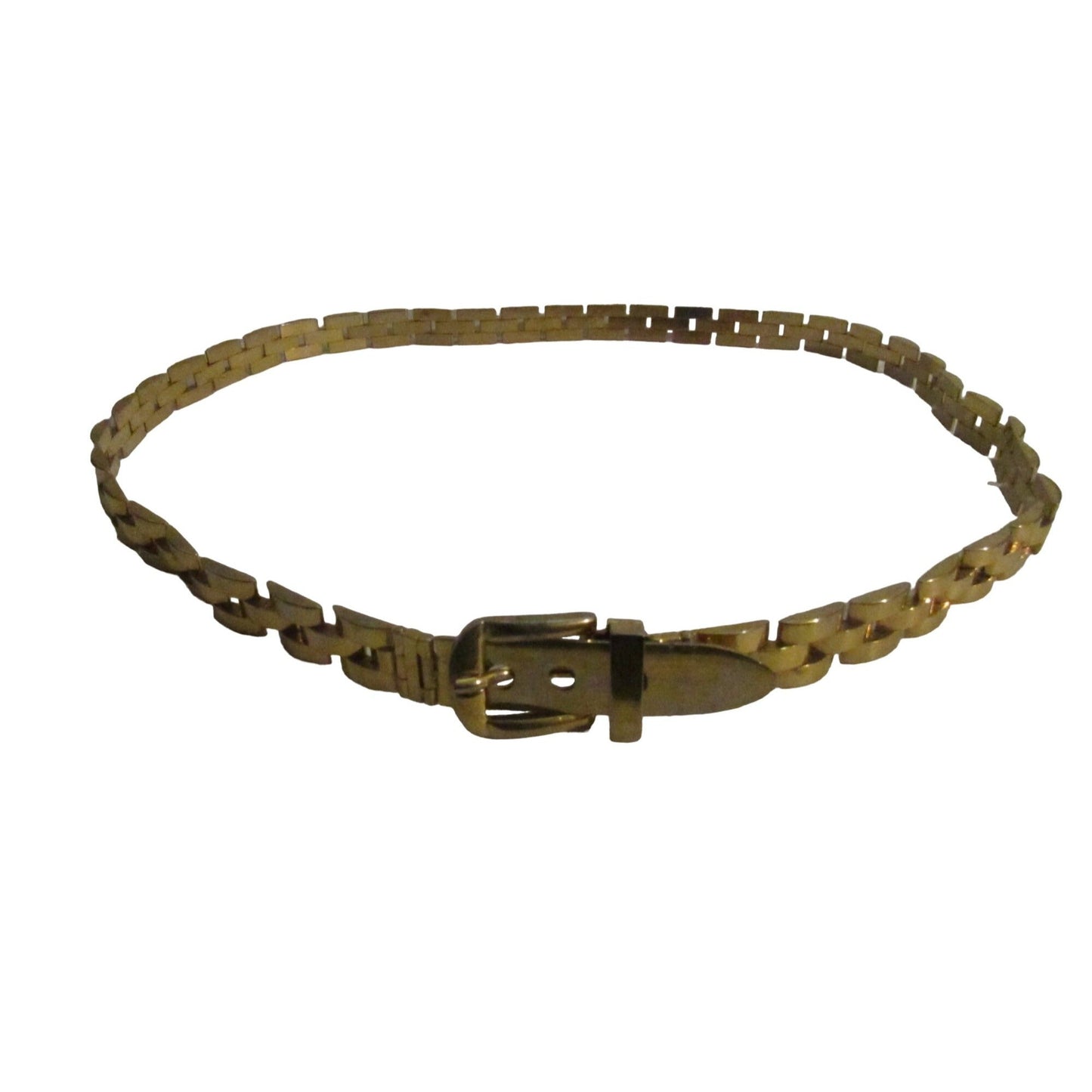 , Gucci Sylvie style gold link skinny belt with metal 'belt buckle' clasp