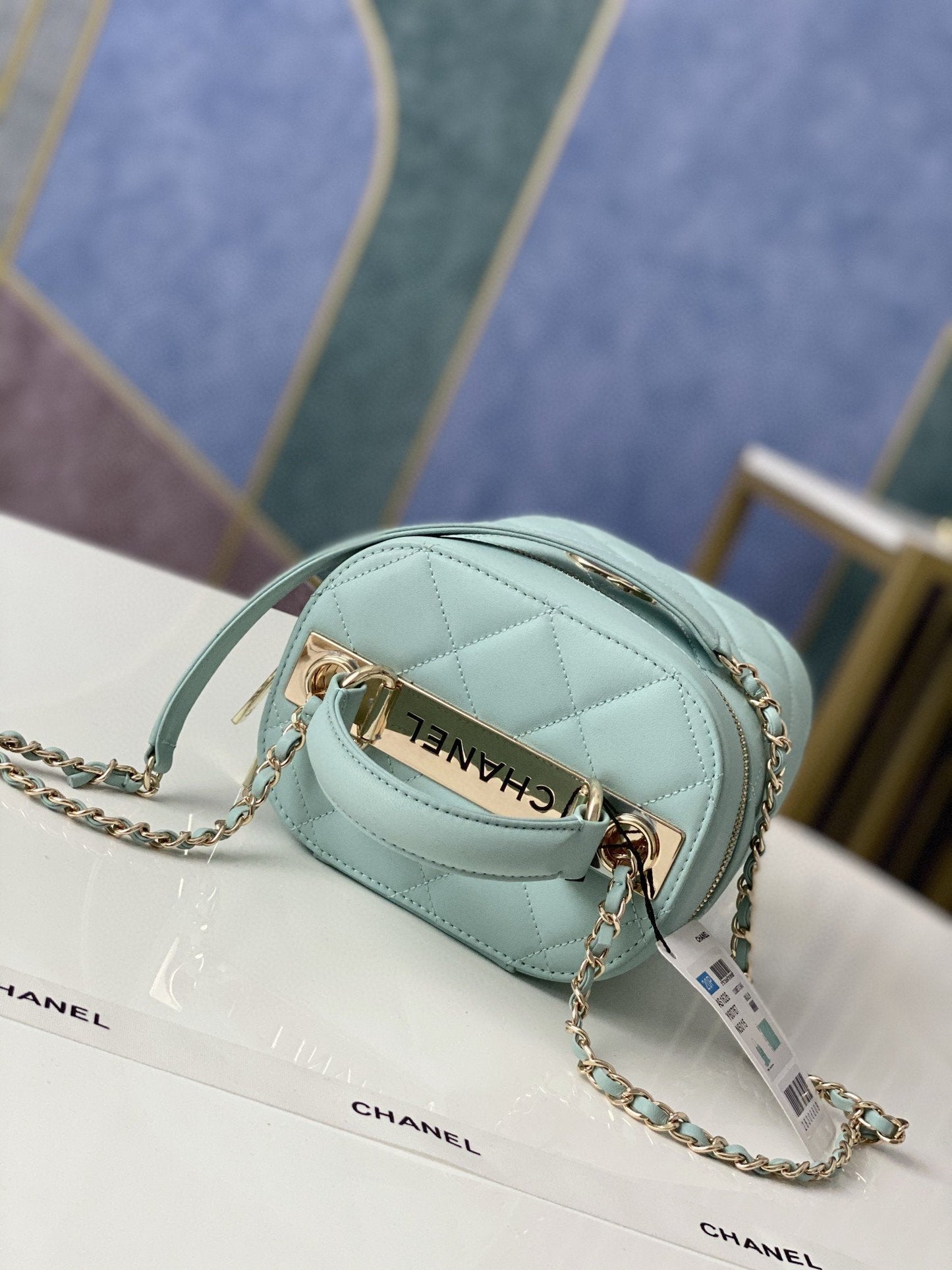 CHLVanity Case Gold Hardware Light Green For Women Handbags, Shoulder Bags 9.4in/24cm 
